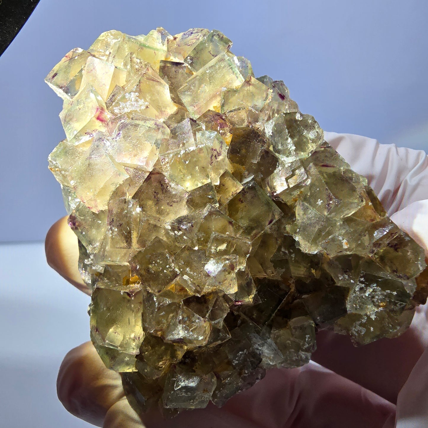 Phantom Fluorit Würfel Stufe, grün lila Okorusu, Namibia 64*50*22mm