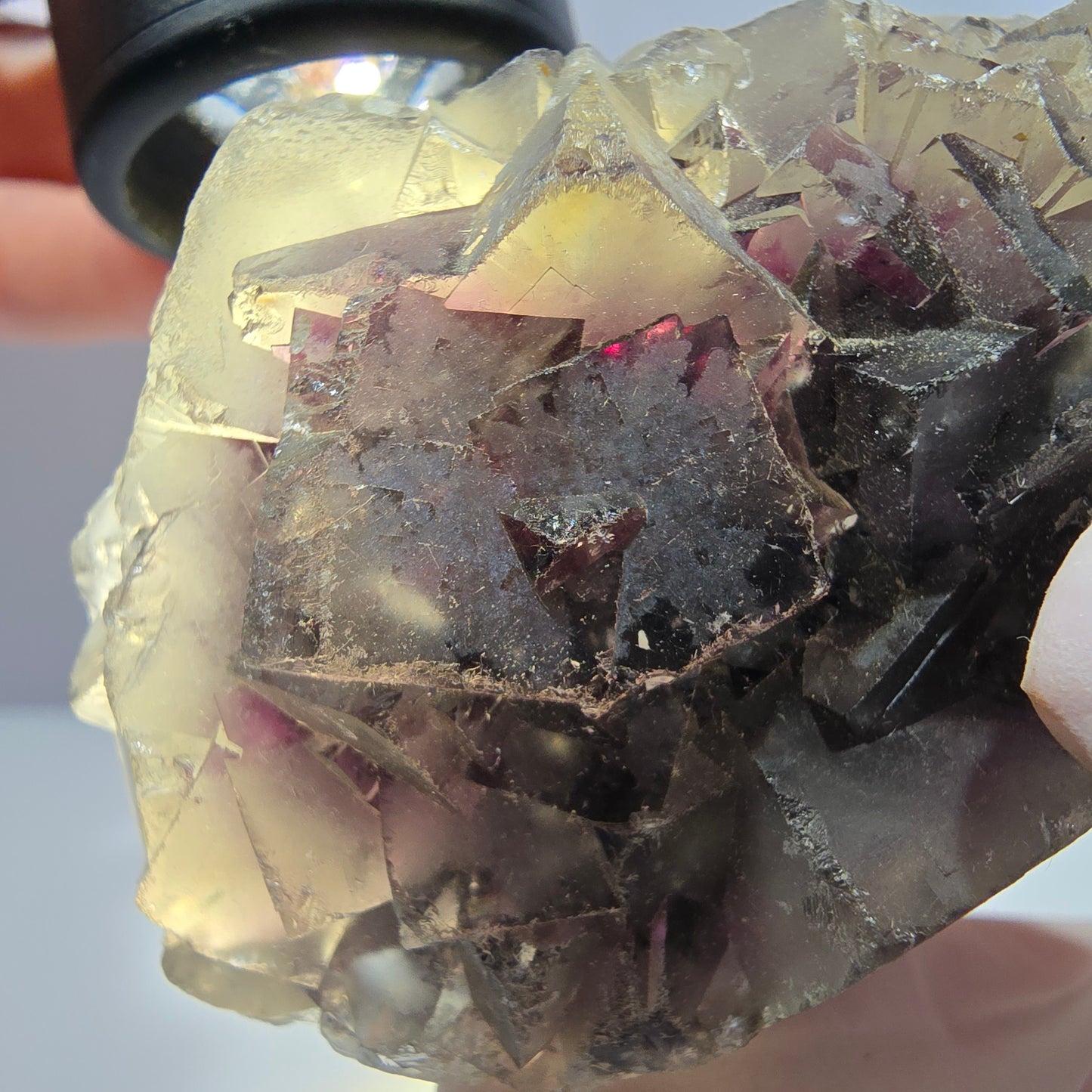 Phantom Fluorit Würfel Stufe, gelb lila Okorusu, Namibia 71*44*42mm