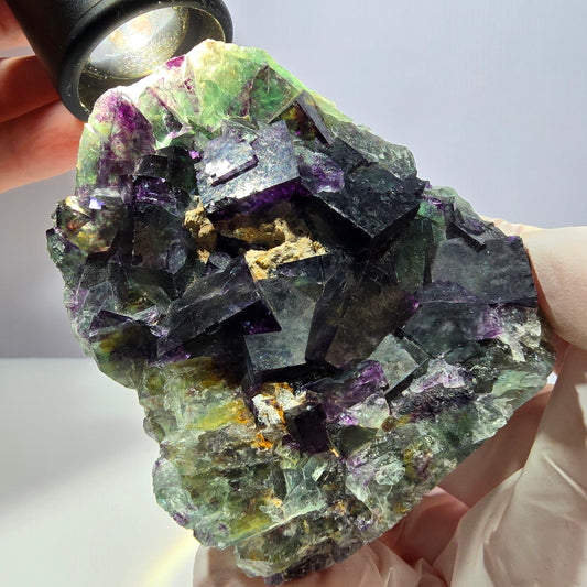 Phantom Fluorit Würfel Stufe, grün lila Okorusu, Namibia 76*63*22mm