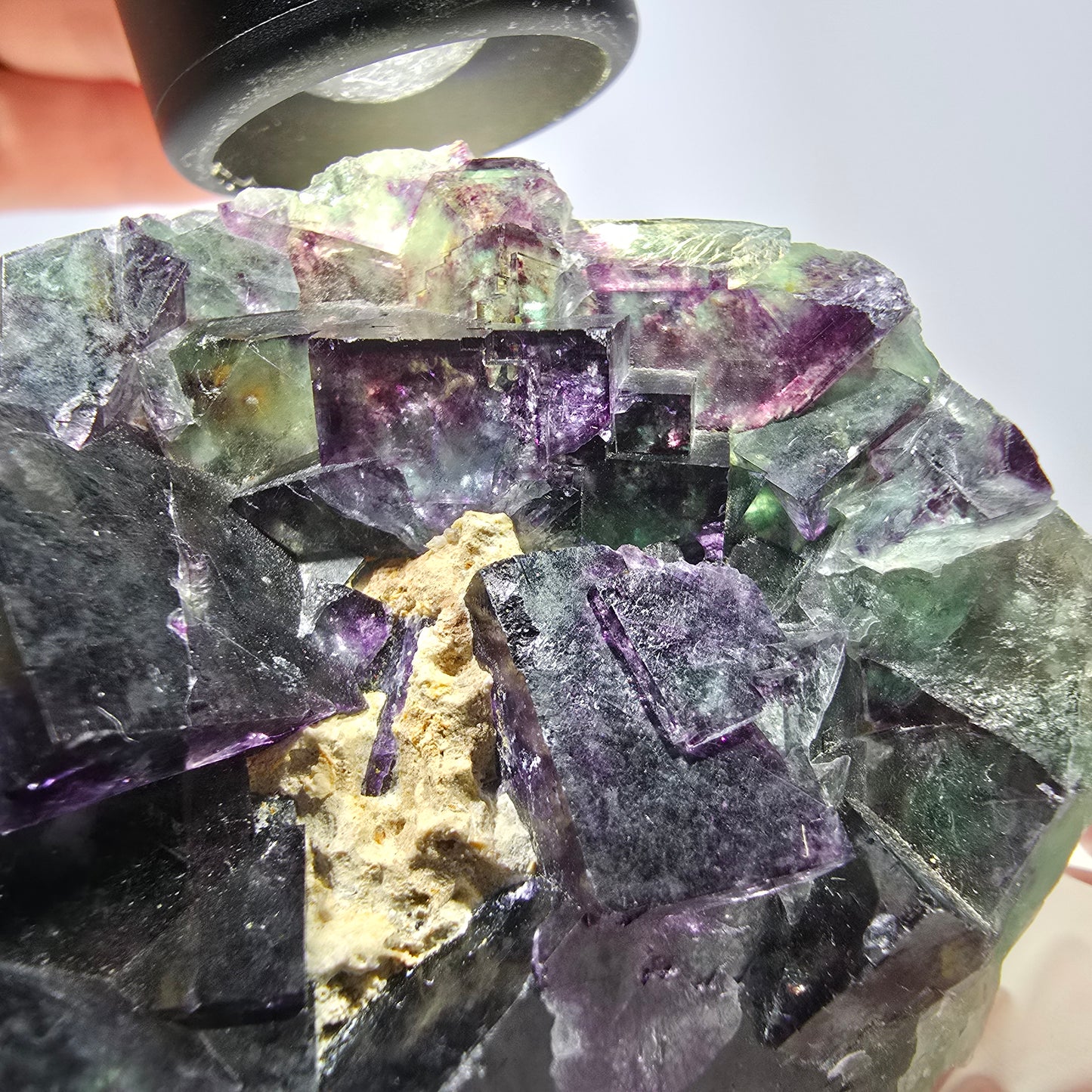 Phantom Fluorit Würfel Stufe, grün lila Okorusu, Namibia 76*63*22mm