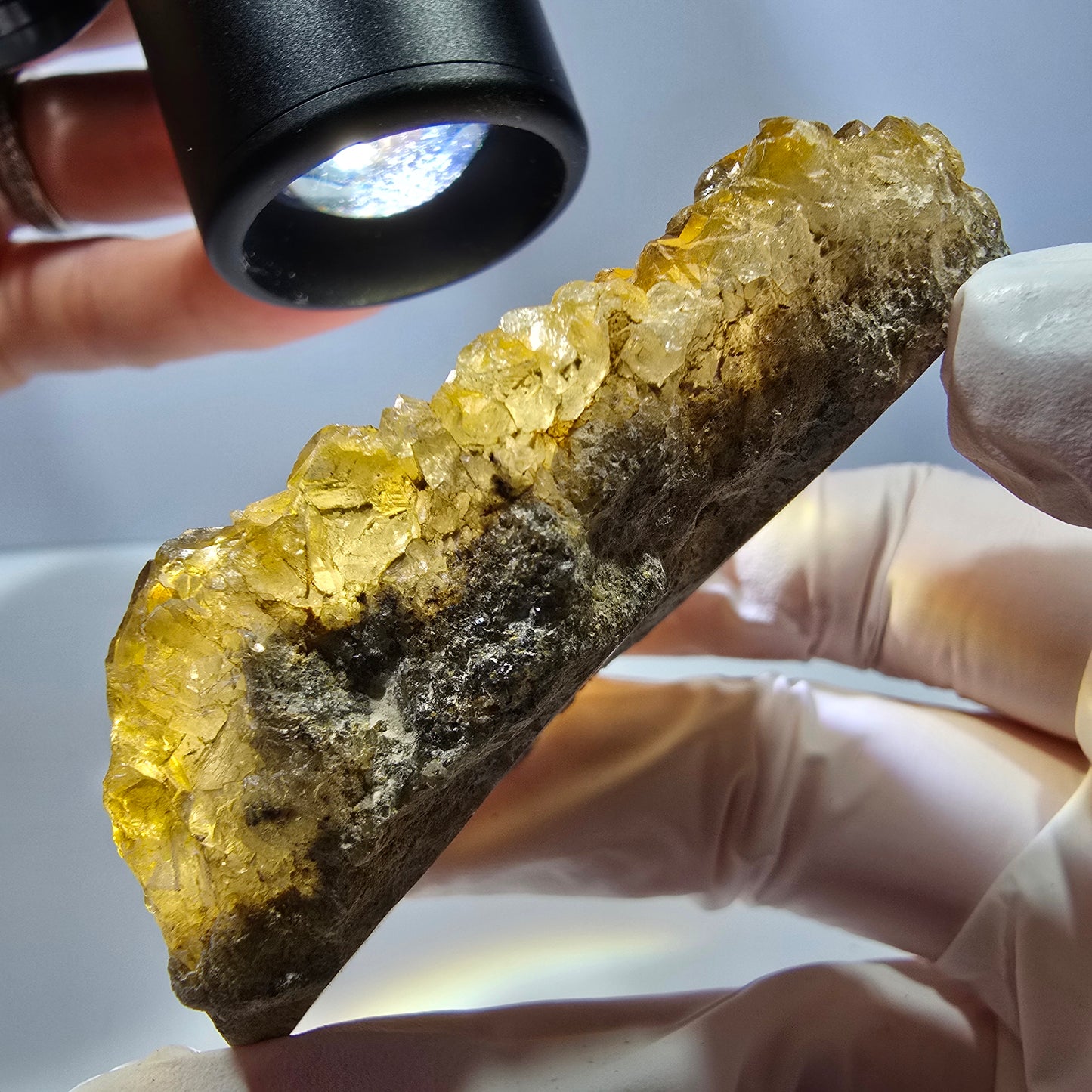 Phantom Fluorit Würfel Stufe, gelb Okorusu, Namibia 70*46*19mm