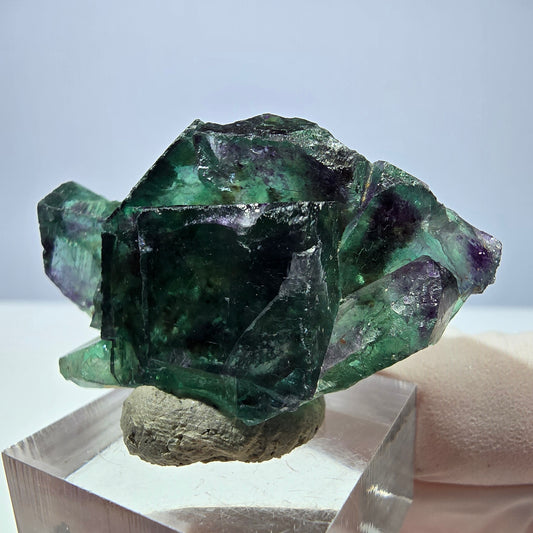 Rare spécimen cubique de fluorite fantôme, vert-violet, Okorusu, Namibie, 46*30*20 mm