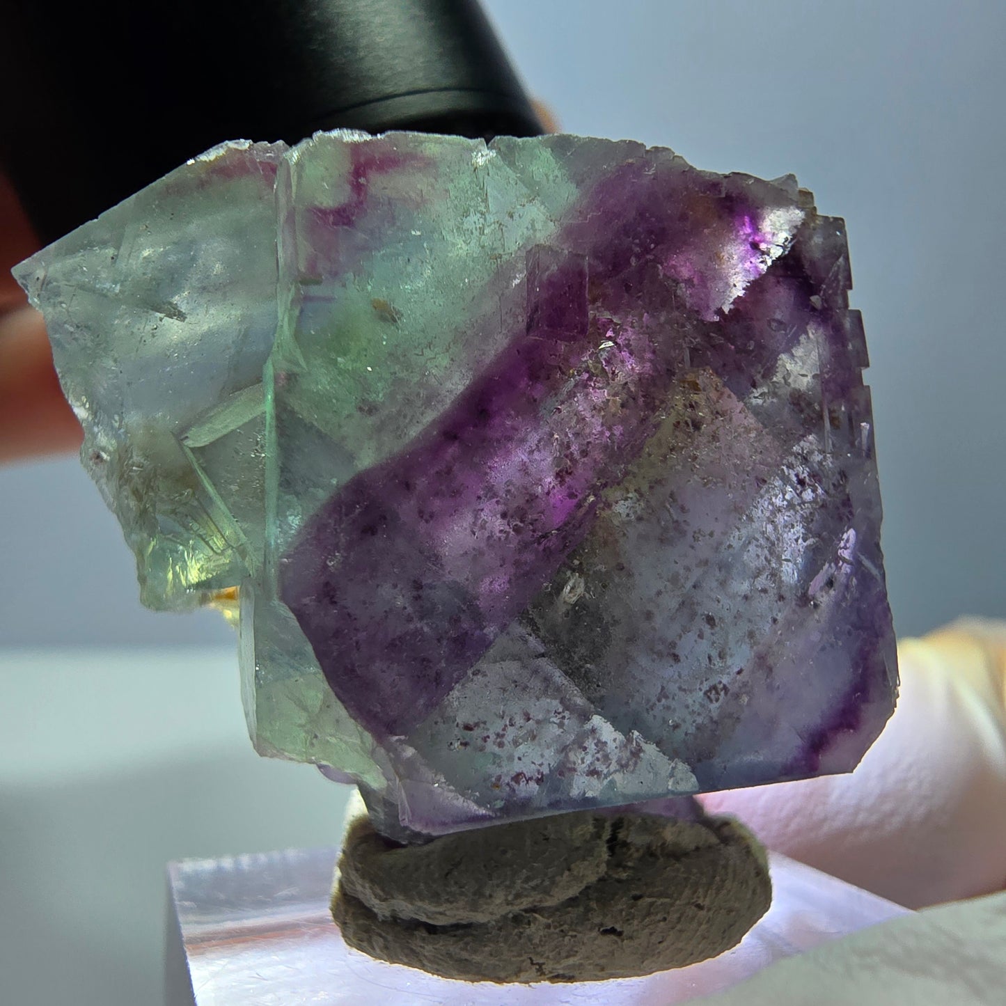 Seltene Phantom Fluorit Würfel Stufe, grün lila Okorusu, Namibia 32*30*17mm