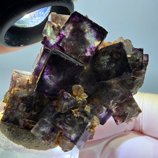 Rare spécimen cubique de fluorite fantôme, vert-violet, Okorusu, Namibie, 45*40*21 mm