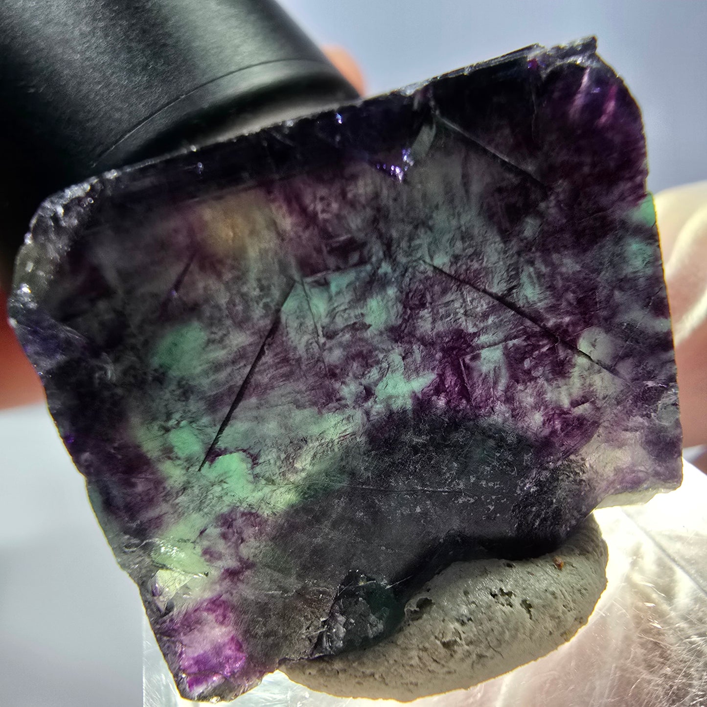 Phantom Fluorit Würfel parkettiert, grün lila Okorusu, Namibia 24*21*20mm