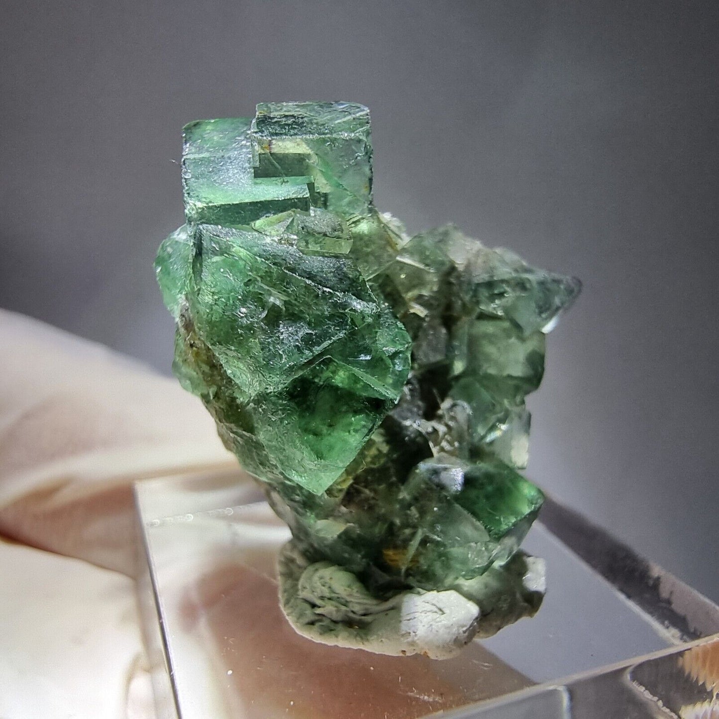 TOP grüne Fluorit Würfel Stufe 27*22*16mm Okorusu, Namibia Mineraliensammlung