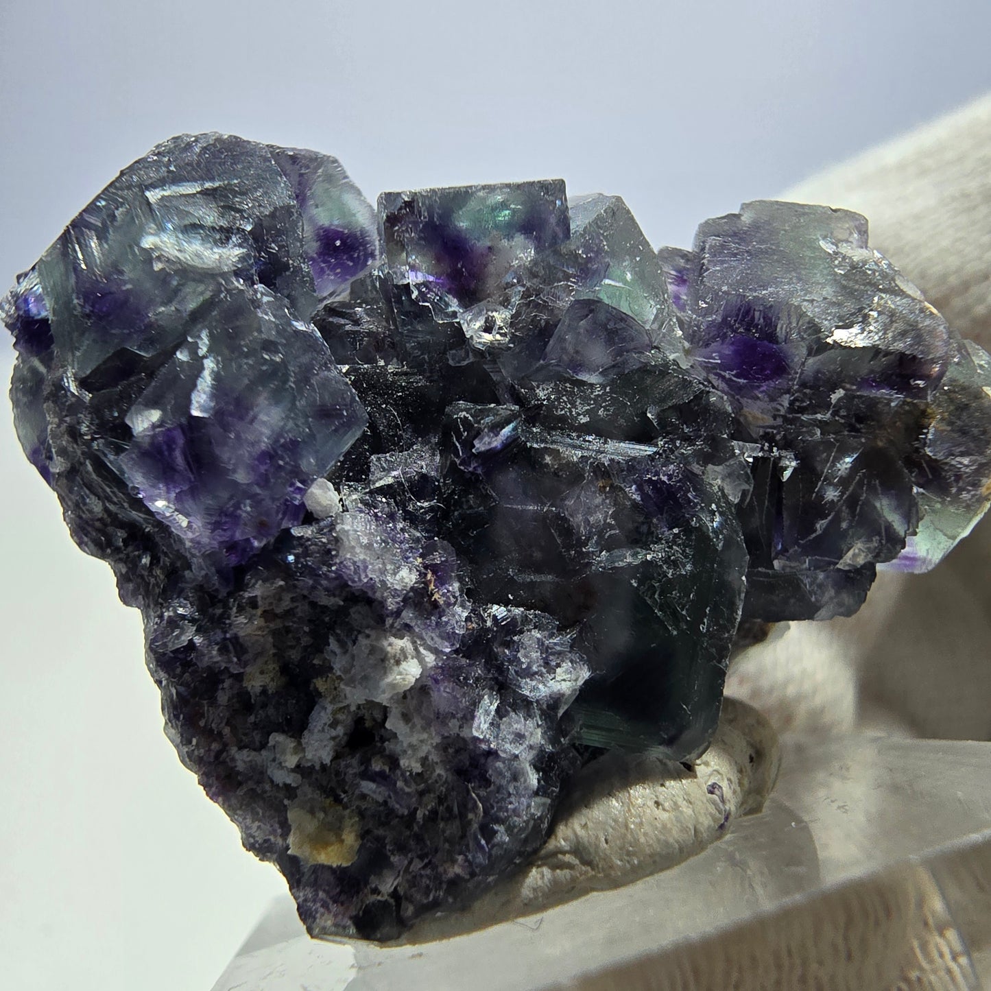 Clear Phantom Fluorite Cube Specimen zonal green purple Okorusu, Namibia 41*37*25mm