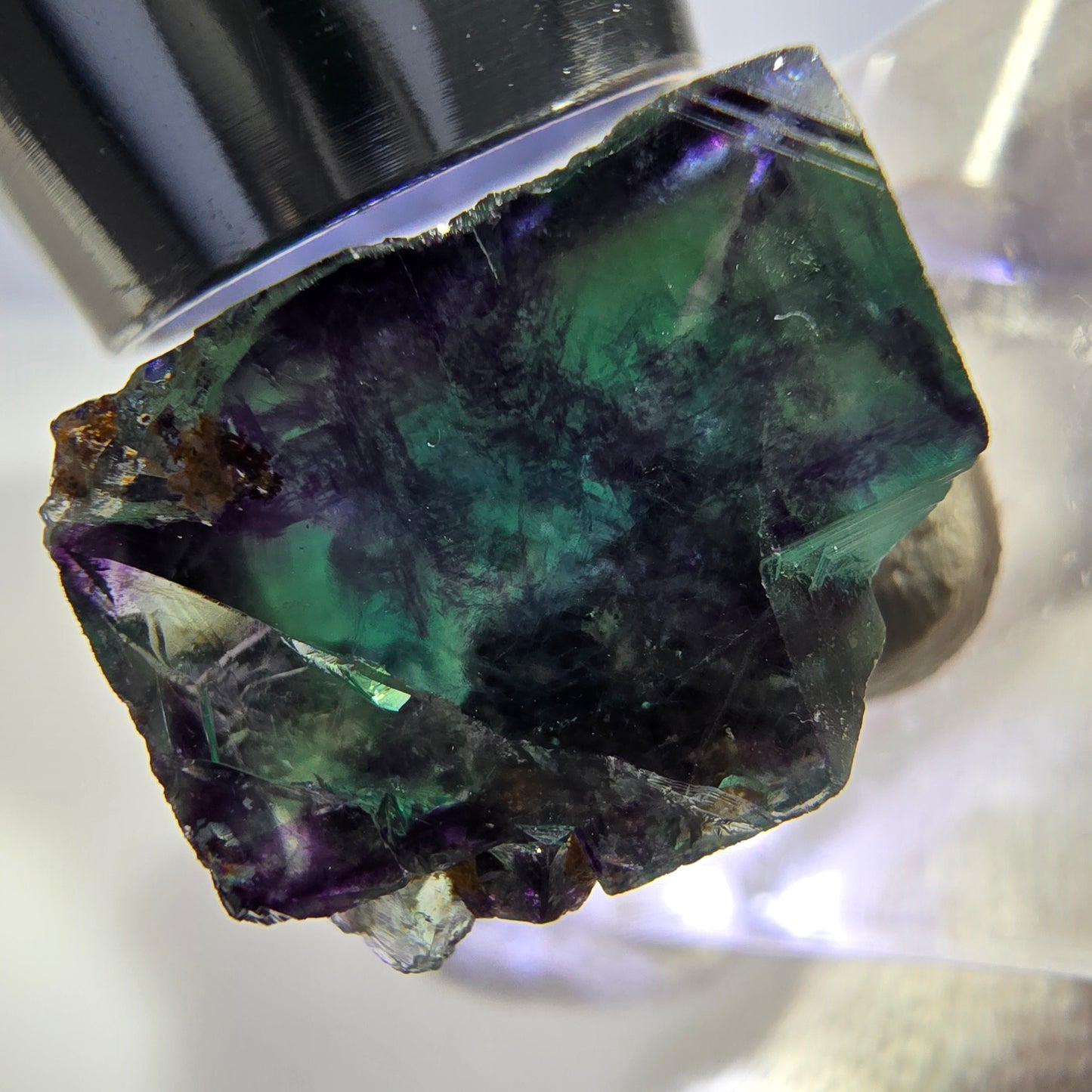 Clear Phantom Fluorite Cube Specimen zonal green purple Okorusu, Namibia 24*23*14mm
