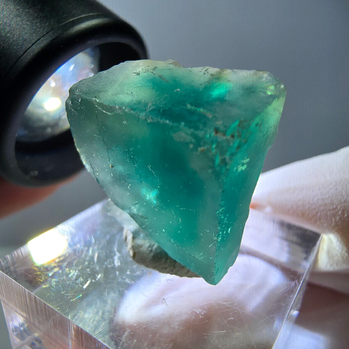 Klarer Phantom Fluorit Würfel parkettiert, grün Okorusu, Namibia 20*17*13mm
