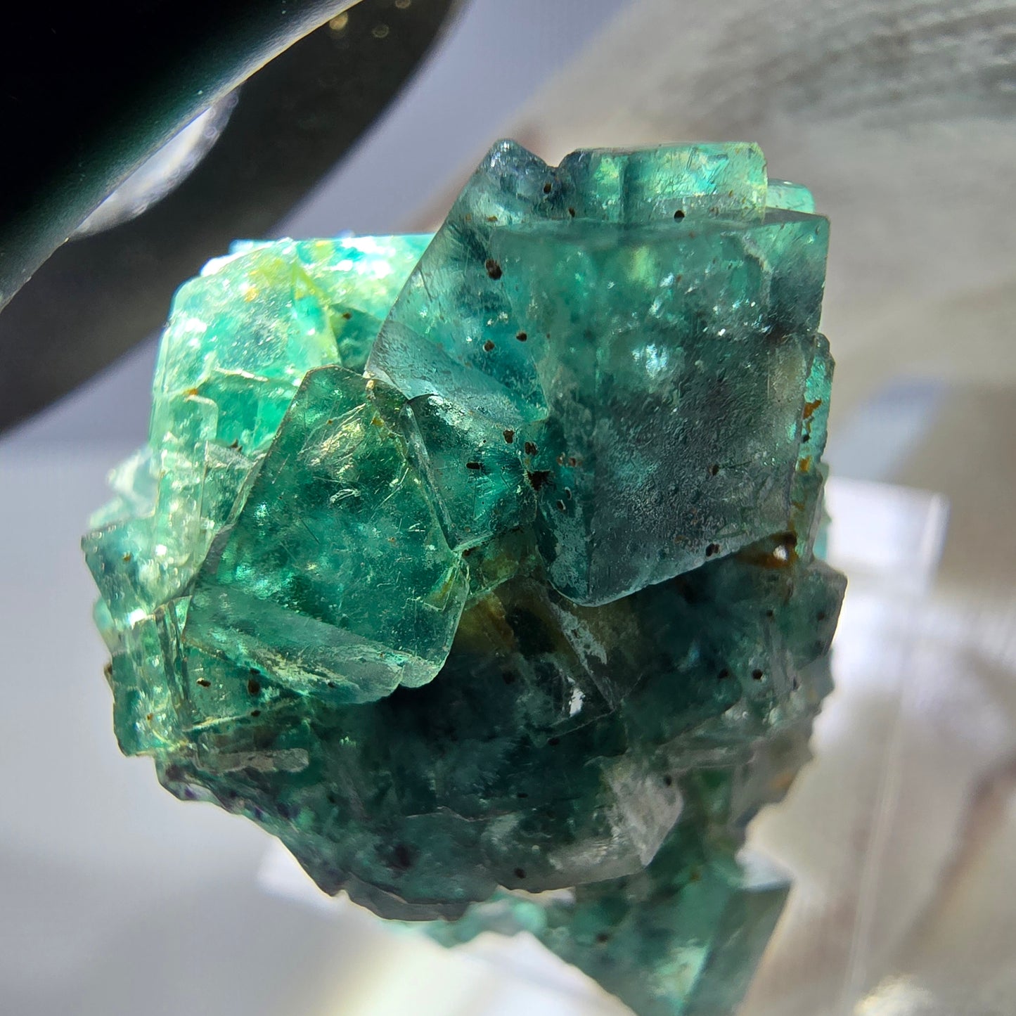 Cube de fluorite fantôme, spécimen de tourmaline Schorl, Erongo, Namibie, 34 x 27 x 22 mm