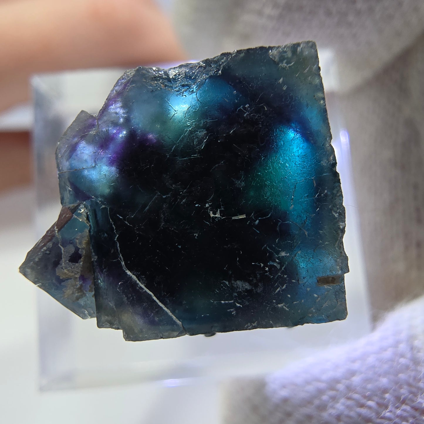 Spécimen de cube de fluorite fantôme, zonal - Nouvelle découverte ! Okorusu, Namibie 22*16*16mm