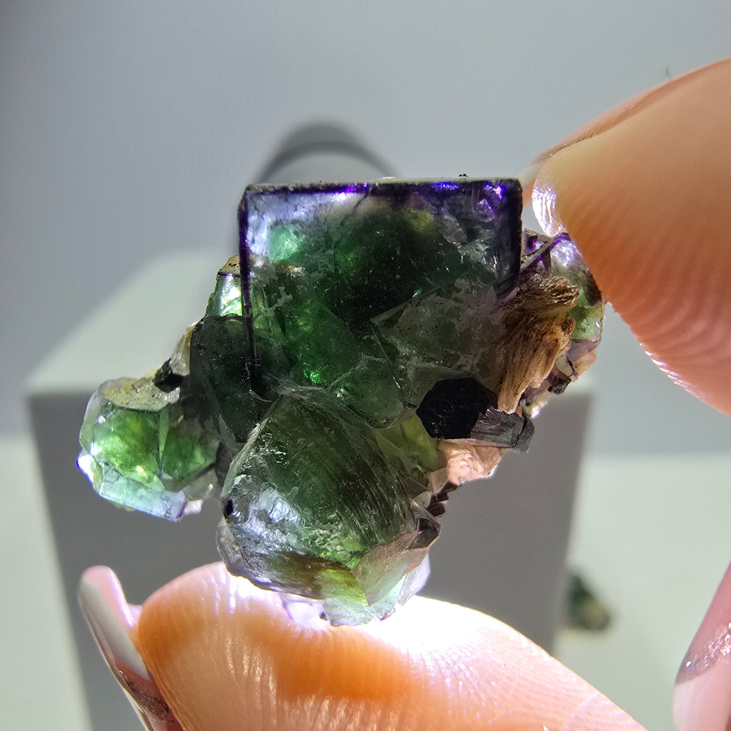 Lot de 16 marches en fluorite fantôme, hyalite, tourmaline Schörl, muscovite, Erongo, Namibie