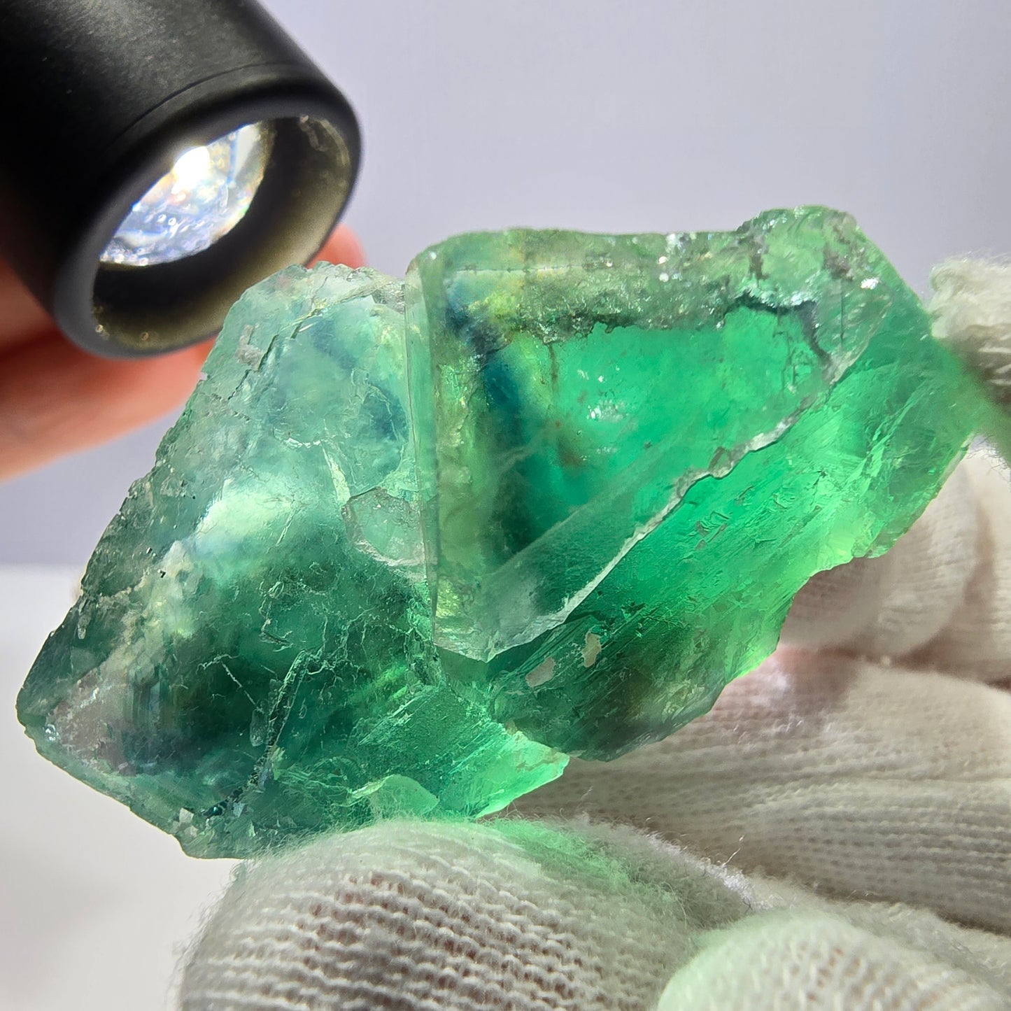 Rare spécimen de cube de fluorite fantôme, parqueté vert Okorusu, Namibie, 48 x 32 x 27 mm