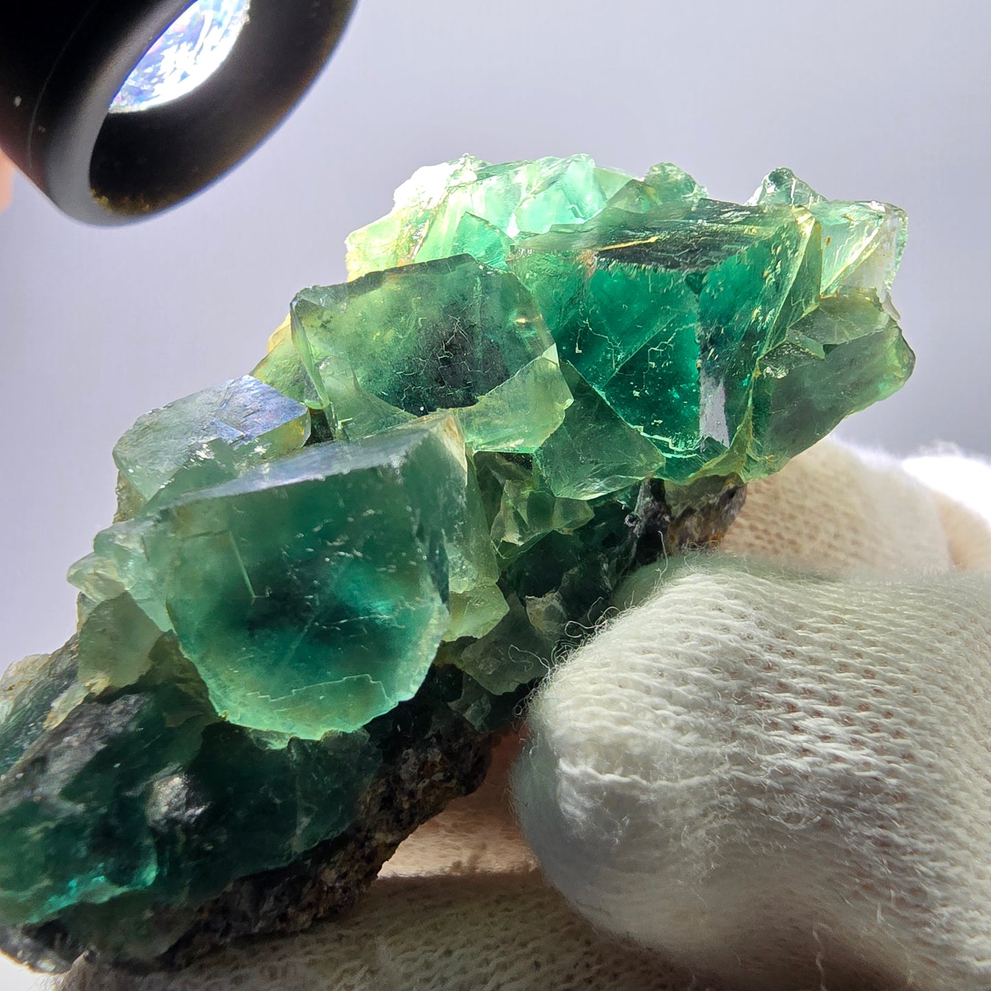 Rare spécimen de cube de fluorite fantôme, parqueté vert Okorusu, Namibie, 56 x 29 x 31 mm