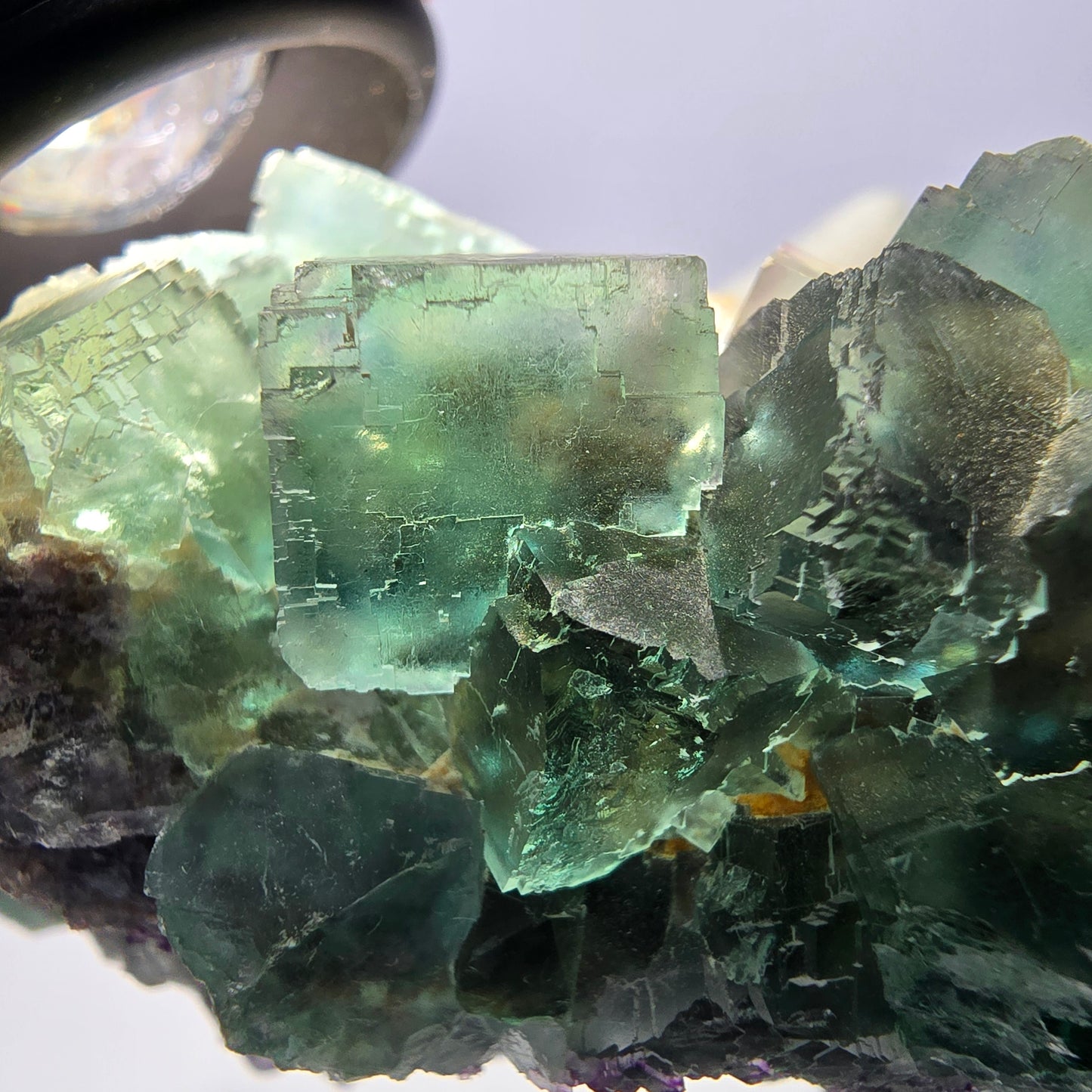 Grand spécimen de cube de fluorite fantôme, parqueté zonal Okorusu Namibie 99*62*47mm