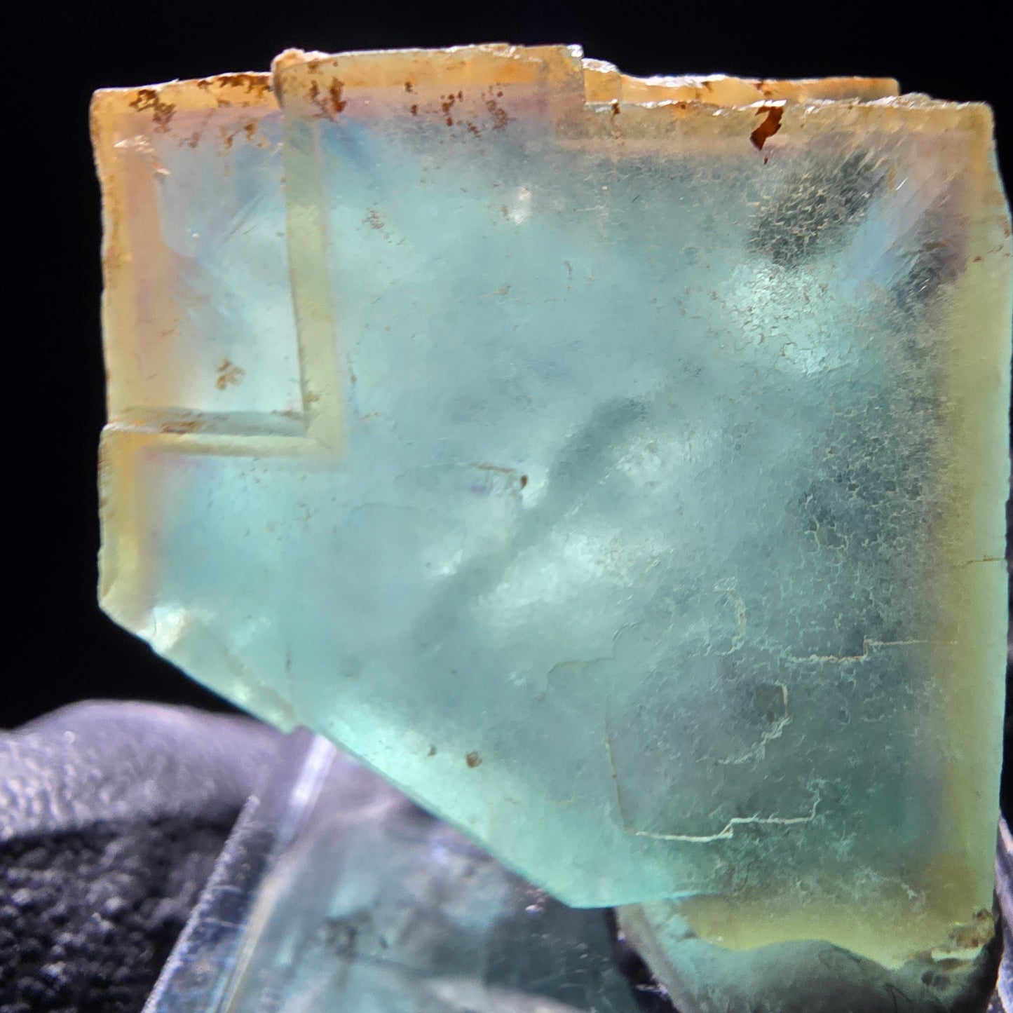 Cube de fluorite fantôme transparent, vert jaune, Erongo, namibie, Collection 28x26x18mm