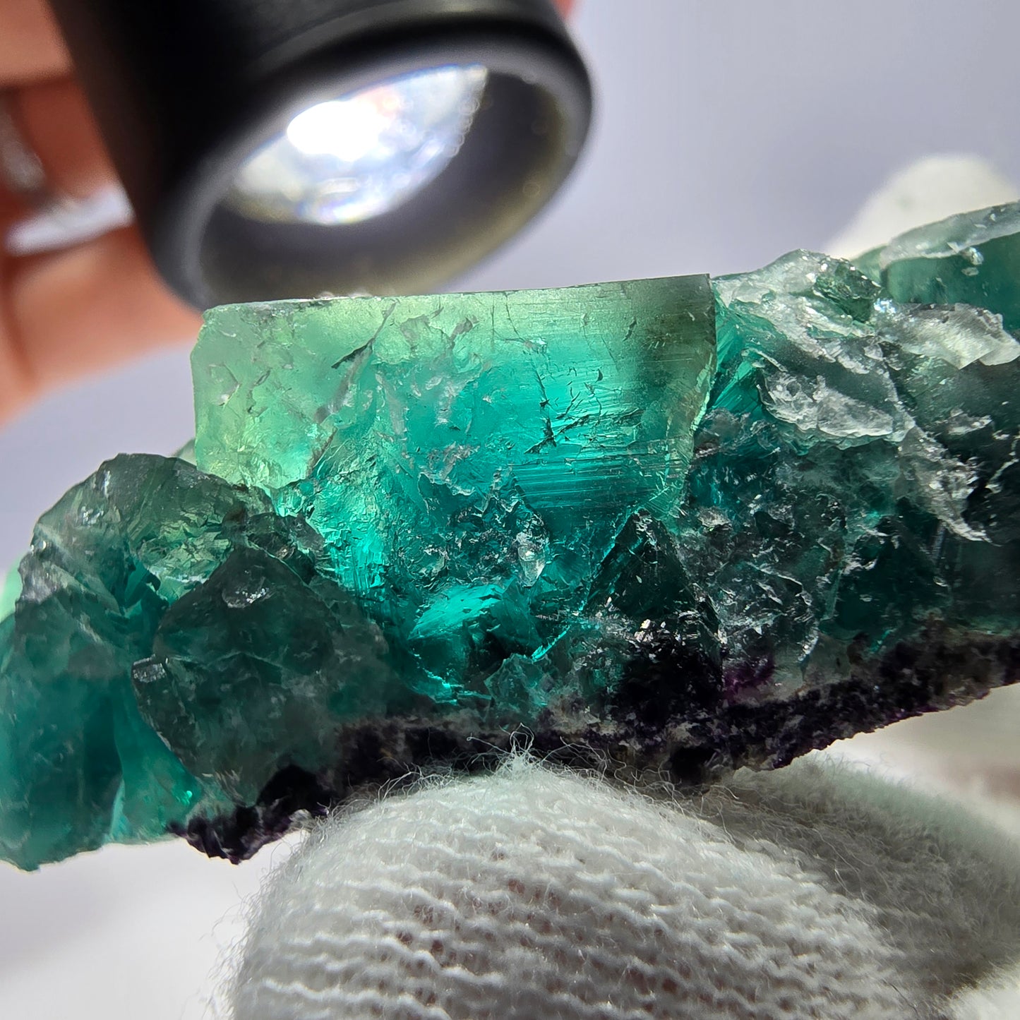 Rare spécimen de cube de fluorite fantôme, parqueté vert Okorusu, Namibie, 55 x 34 x 17 mm