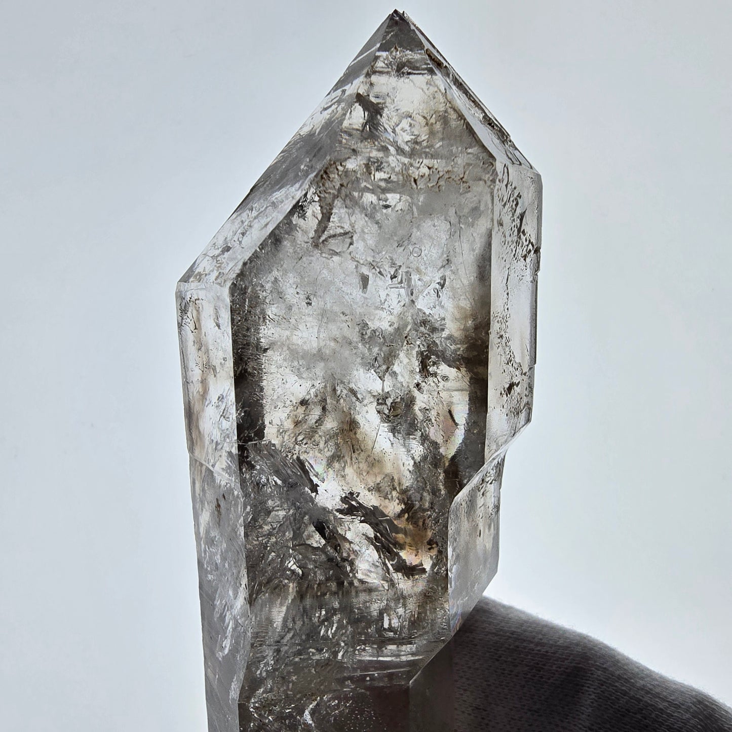 XL Enhydro Skeleton Smoky Quartz DT Scepter, Large Bubble Valentine Pocket, Namibia 135*46*32mm