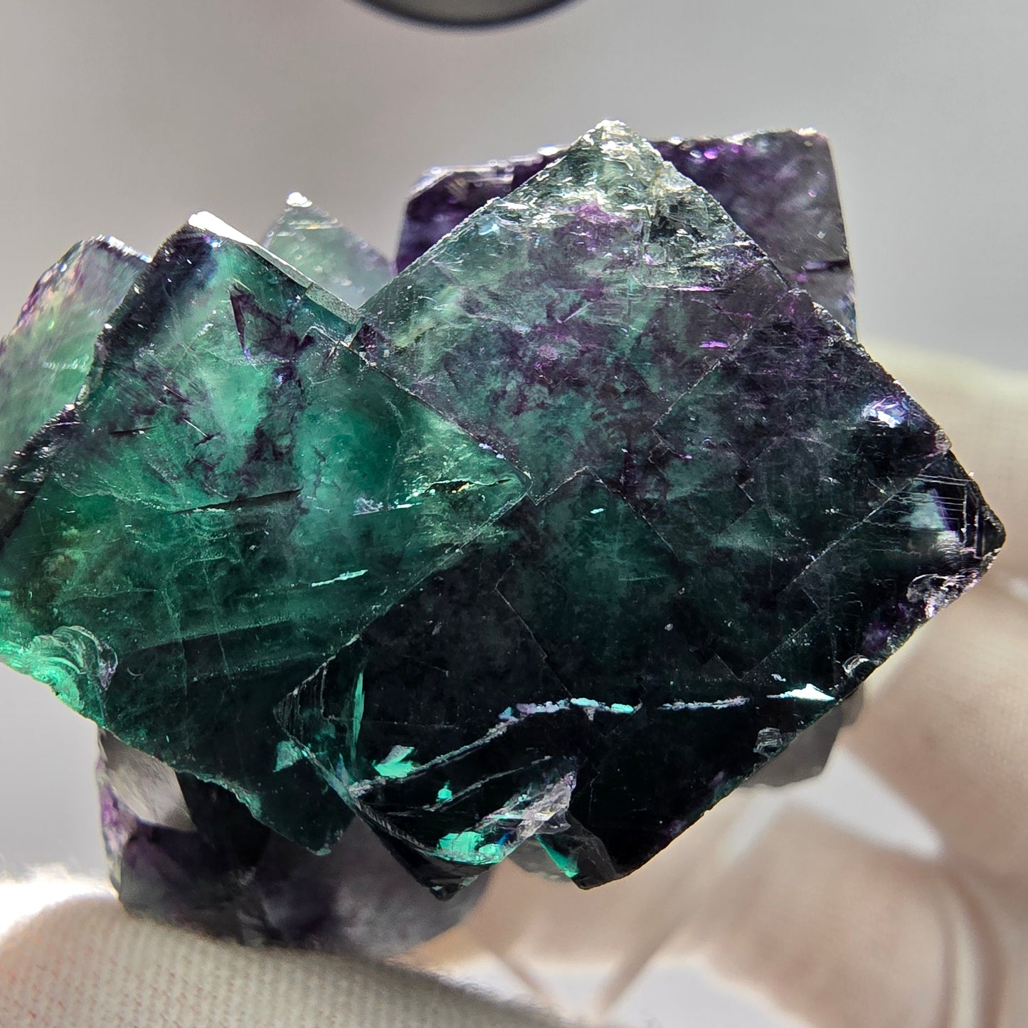 Seltene Phantom Fluorit Würfel Stufe Tie-Dye Pocket, Okorusu, Namibia 58*38*39mm