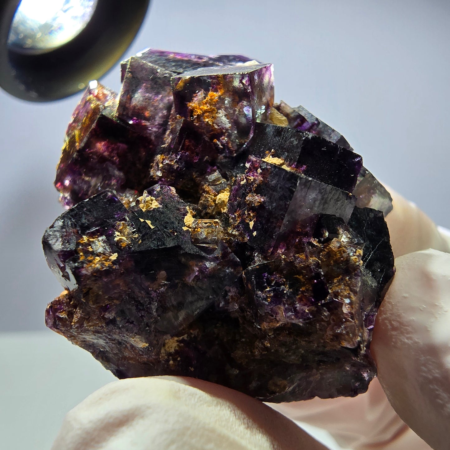 Rare spécimen de cube de fluorite fantôme, vert-violet, Okorusu, Namibie, 41 x 34 x 24 mm