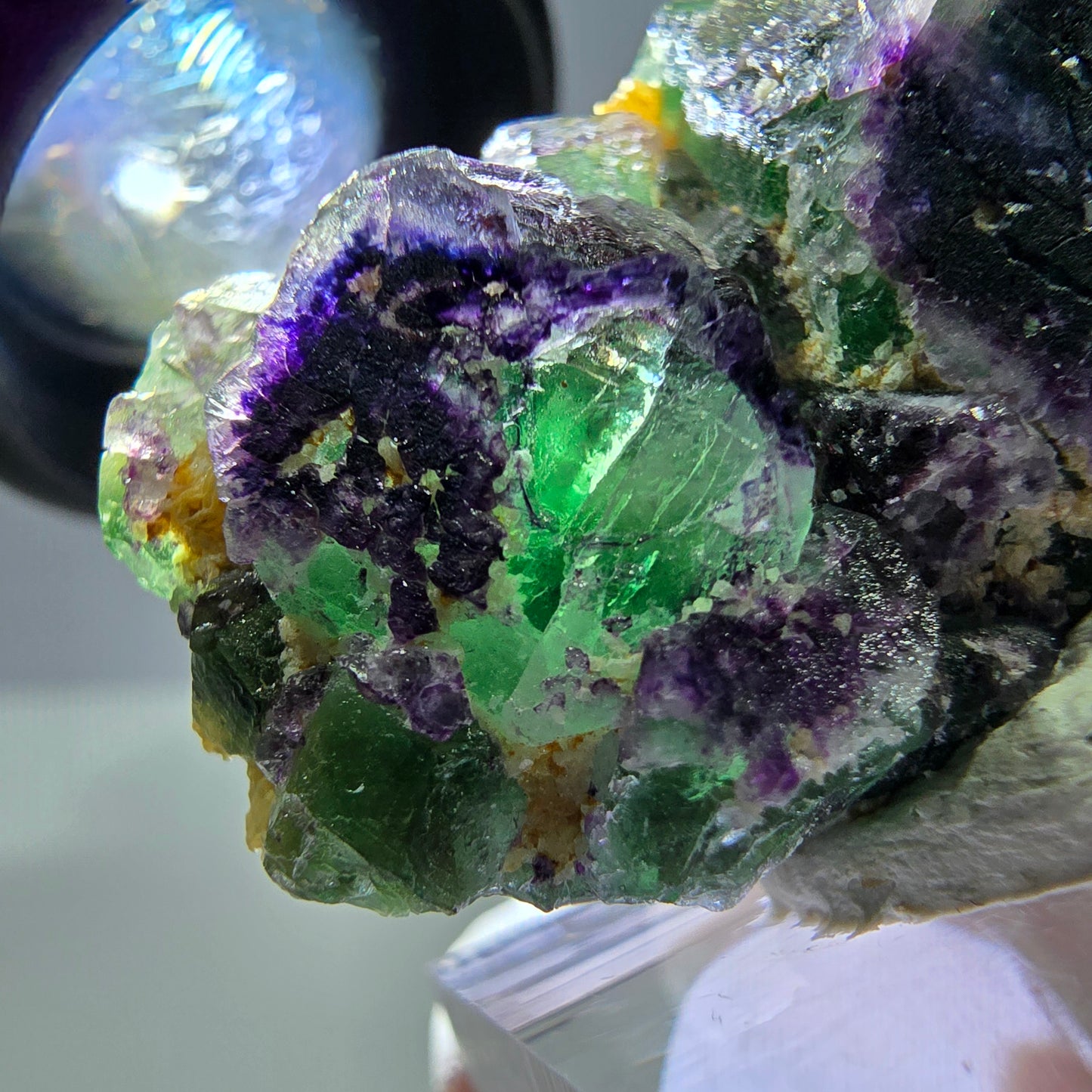 Cube de fluorite fantôme, zonal, muscovite, spécimen de tourmaline Schorl, Erongo, Namibie, 40 x 27 x 21 mm