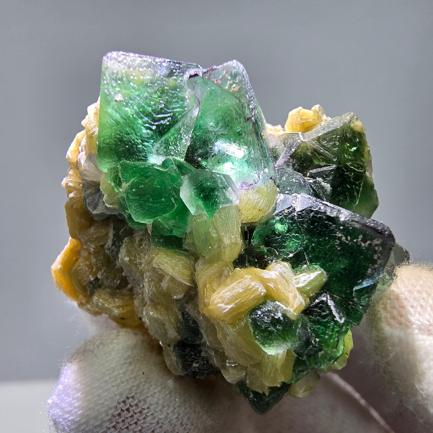 Phantom Fluorit Würfel, Muskovit Stufe Erongo, Namibia 37*31*27mm Sammlung