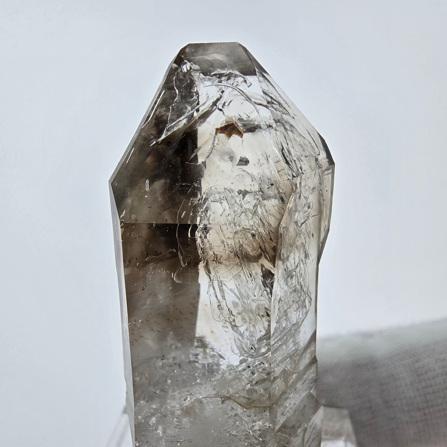 Enhydro Phantom Smoky Quartz Sceptre Tip 3x Bubble Goboboseb, Namibie 44*19*13mm