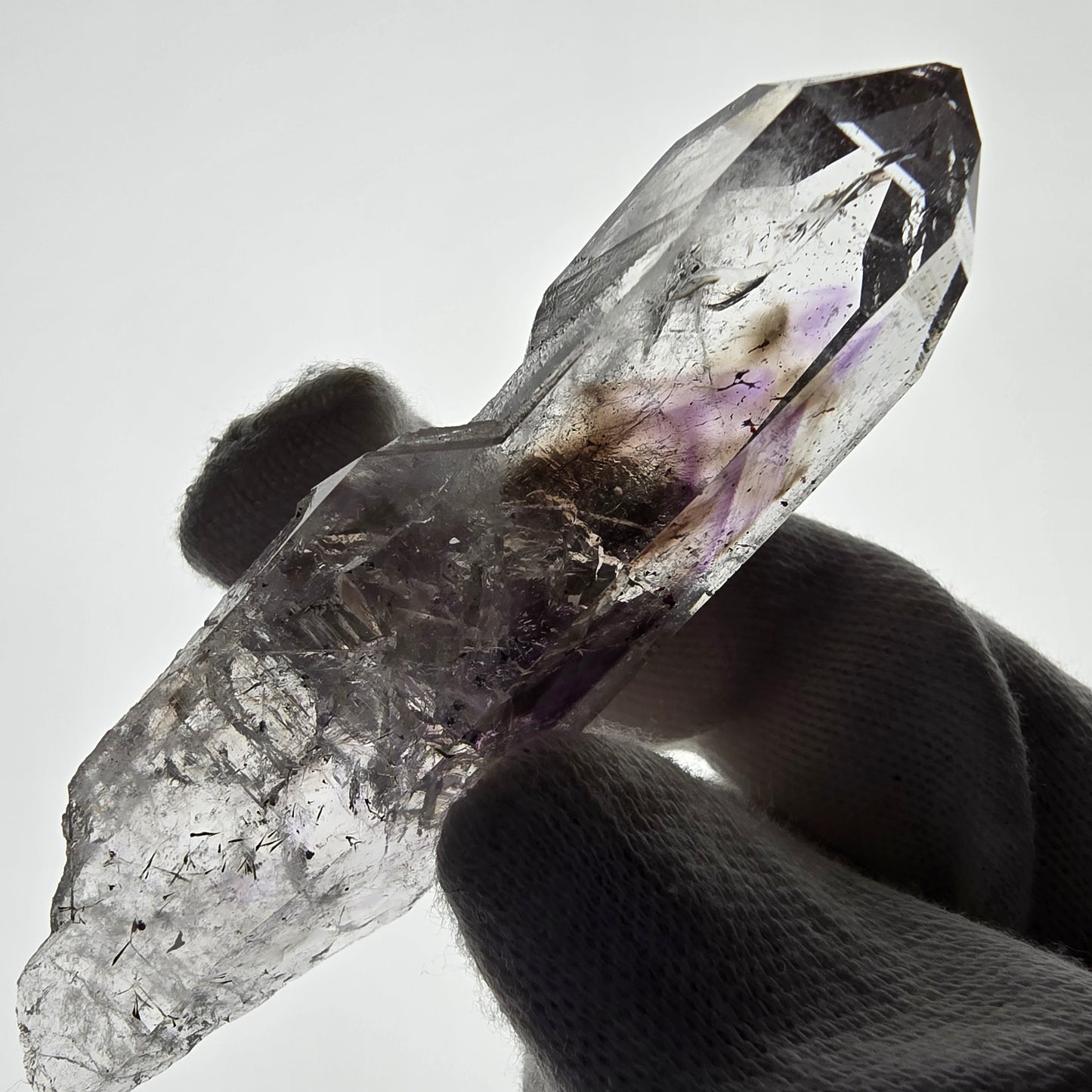 Sceptre d'améthyste hématite Enhydro, mine de calcite UV Streep, Namibie 81 x 22 x 21 mm