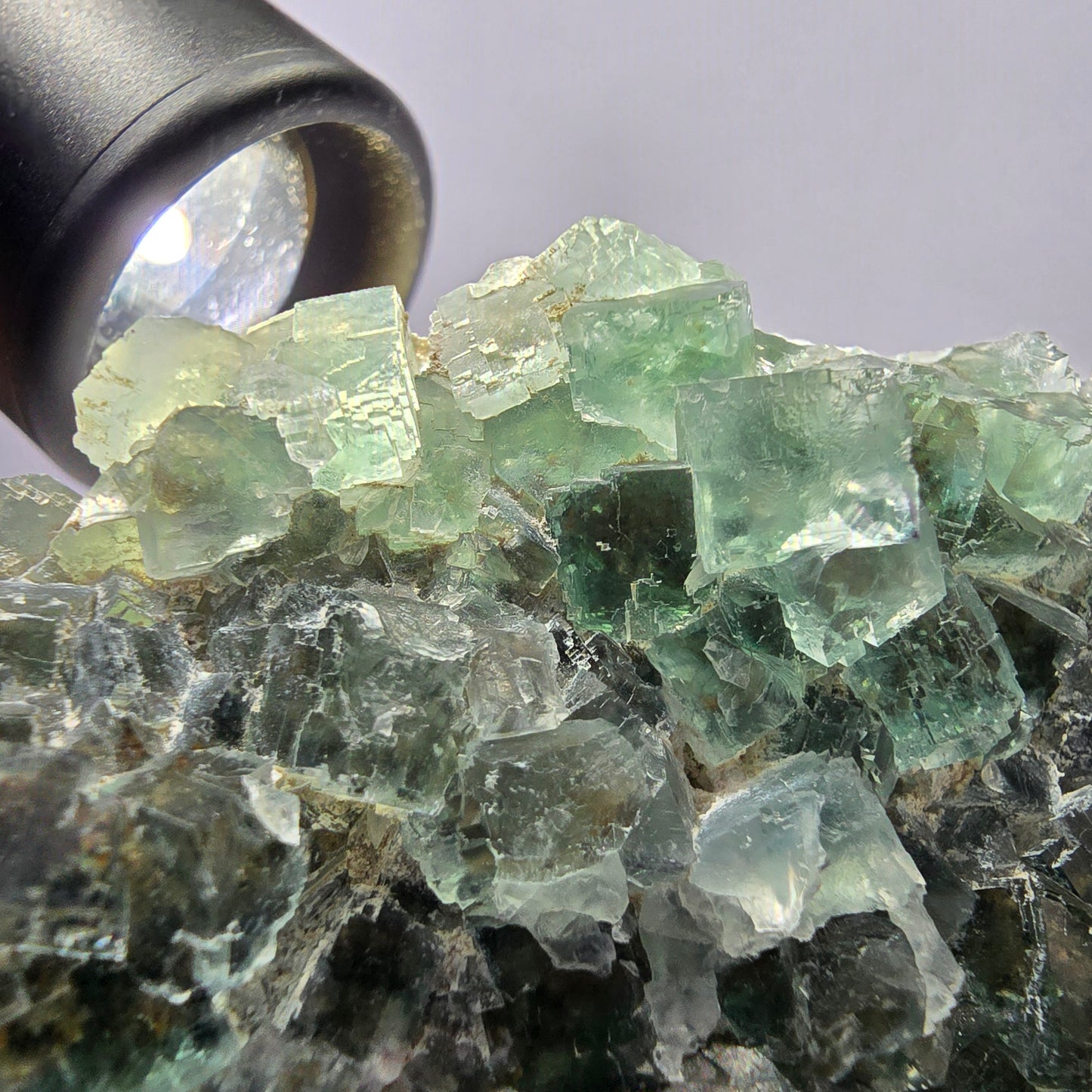 Große Phantom Fluorit Würfel, Quarz Stufe, doppelseitig grün Okorusu Namibia 110*53*36mm