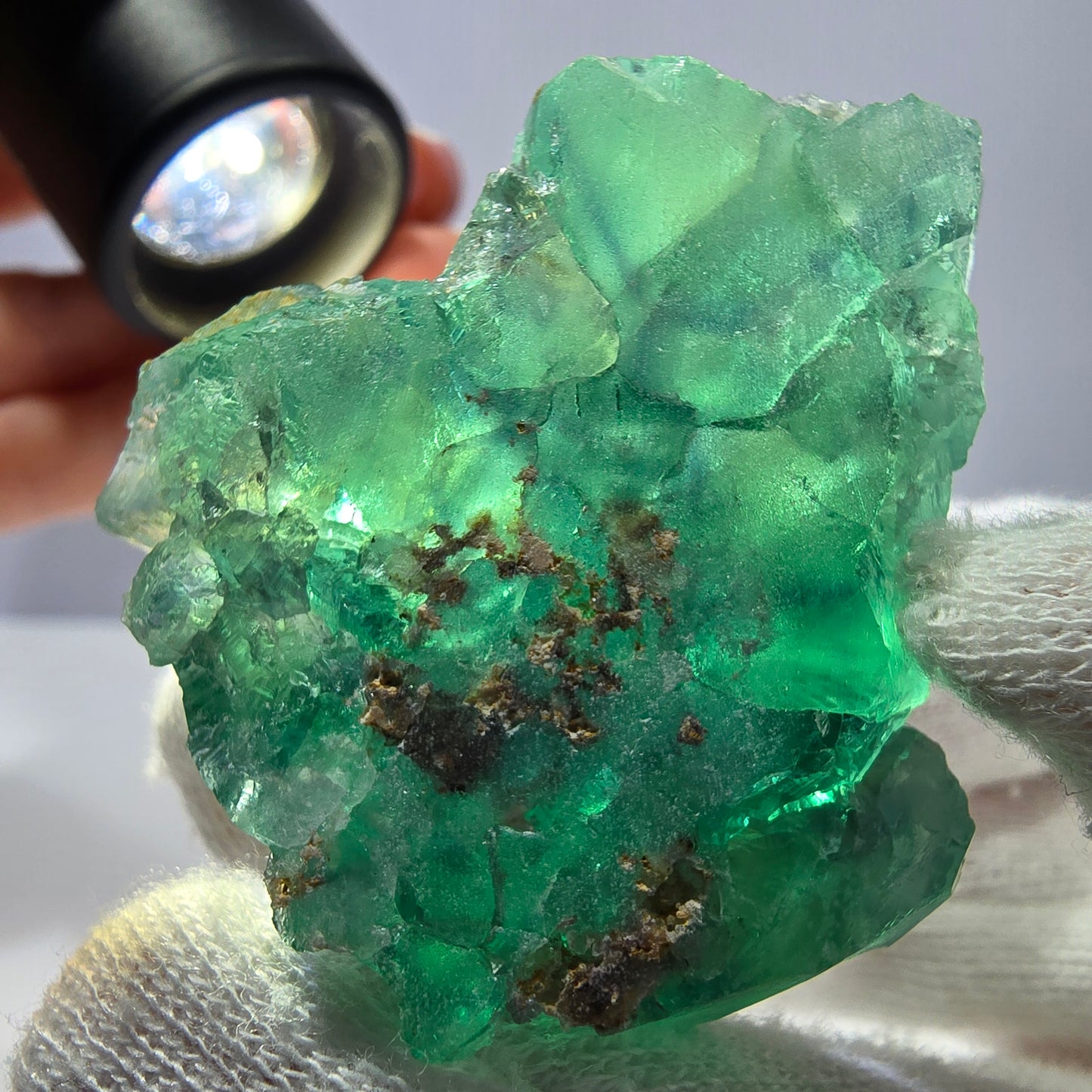 Rare spécimen de cube de fluorite fantôme, parqueté vert Okorusu, Namibie, 47 x 42 x 25 mm