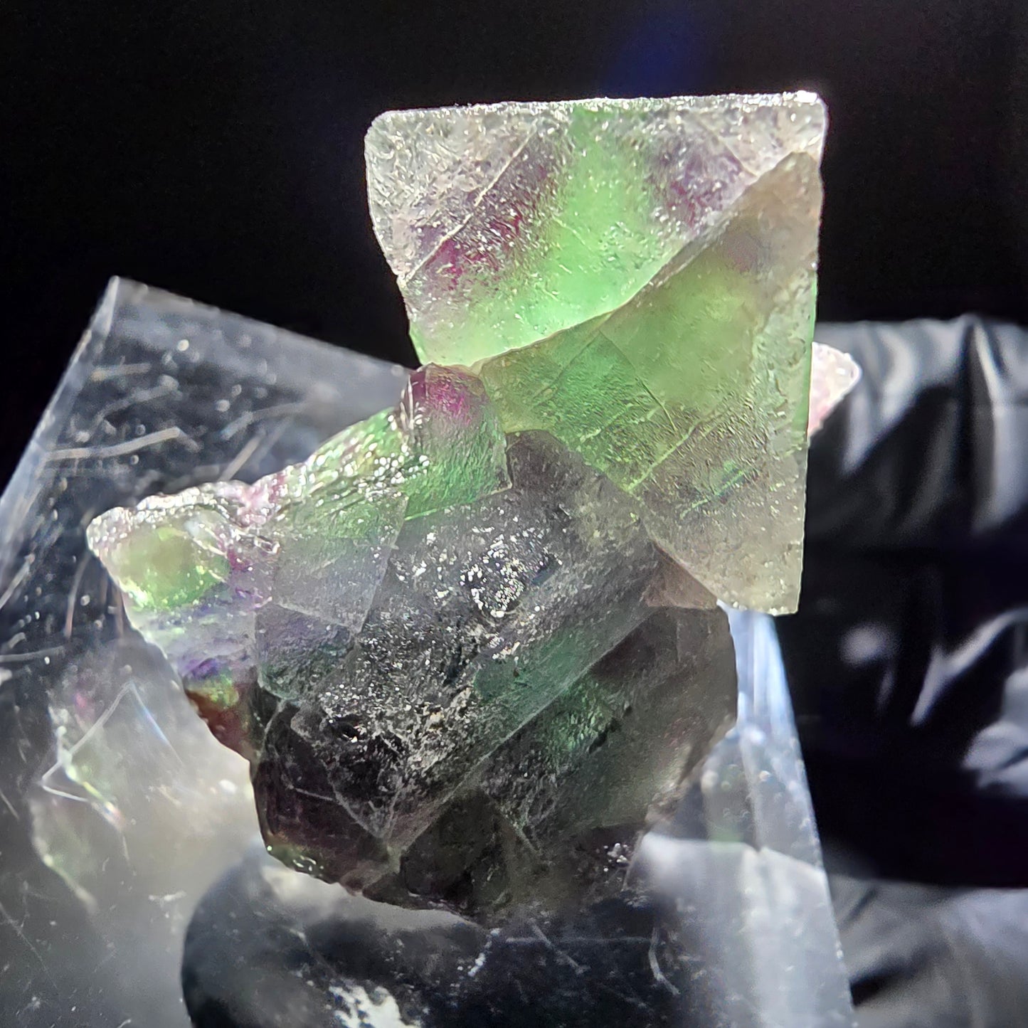 Phantom Fluorit Würfel grün lila blau Stufe Erongo, Namibia 37*36*22mm Sammlung