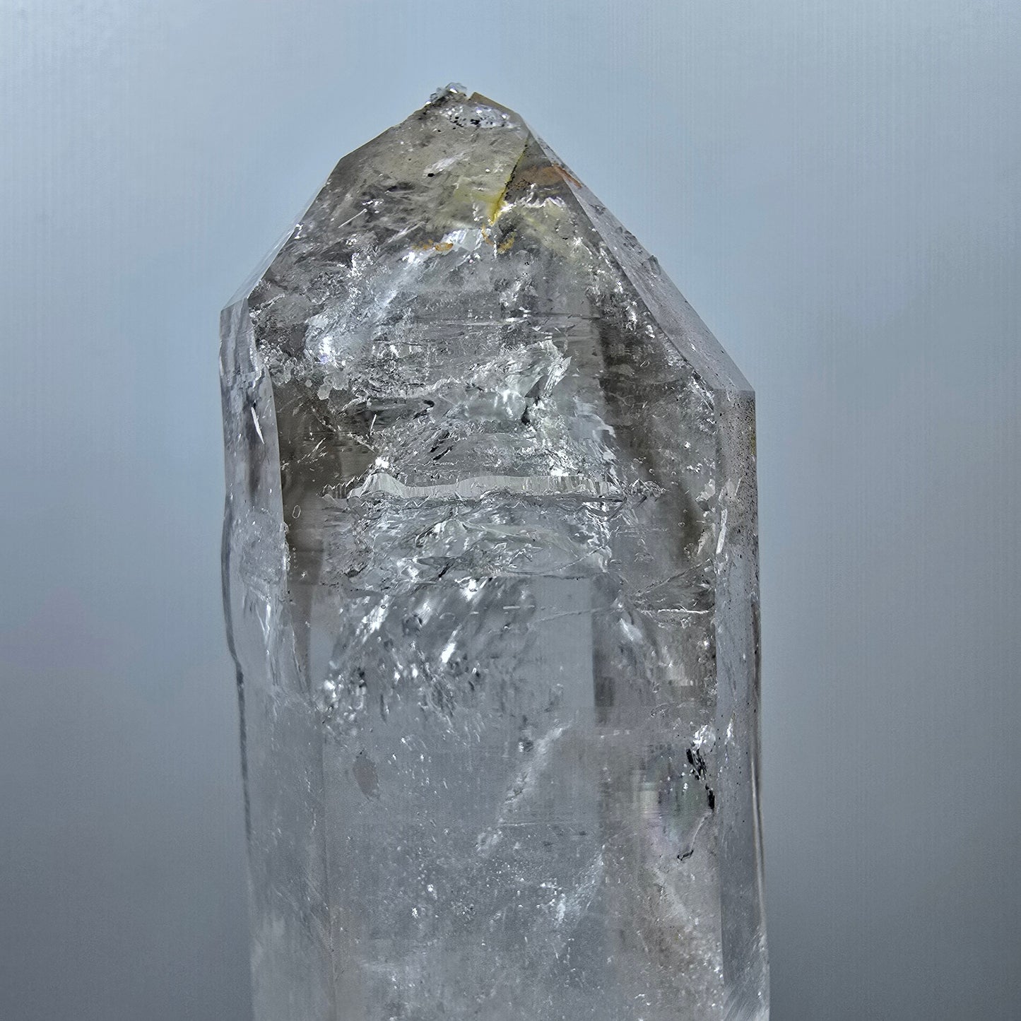 Quartz fumé lémurien Enhydro DT Sceptre Grande bulle Valentine Pocket Gob Namibie 89*37*25mm