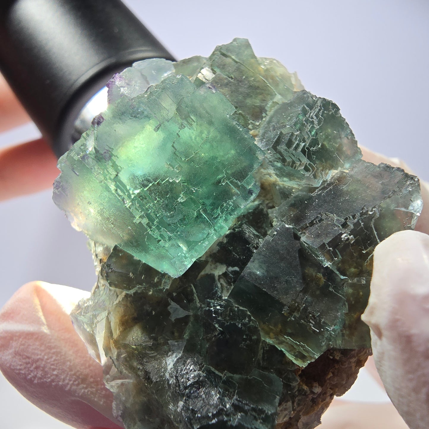Klare Phantom Fluorit Würfel Stufe, parkettiert grün Okorusu, Namibia 54*35*26mm