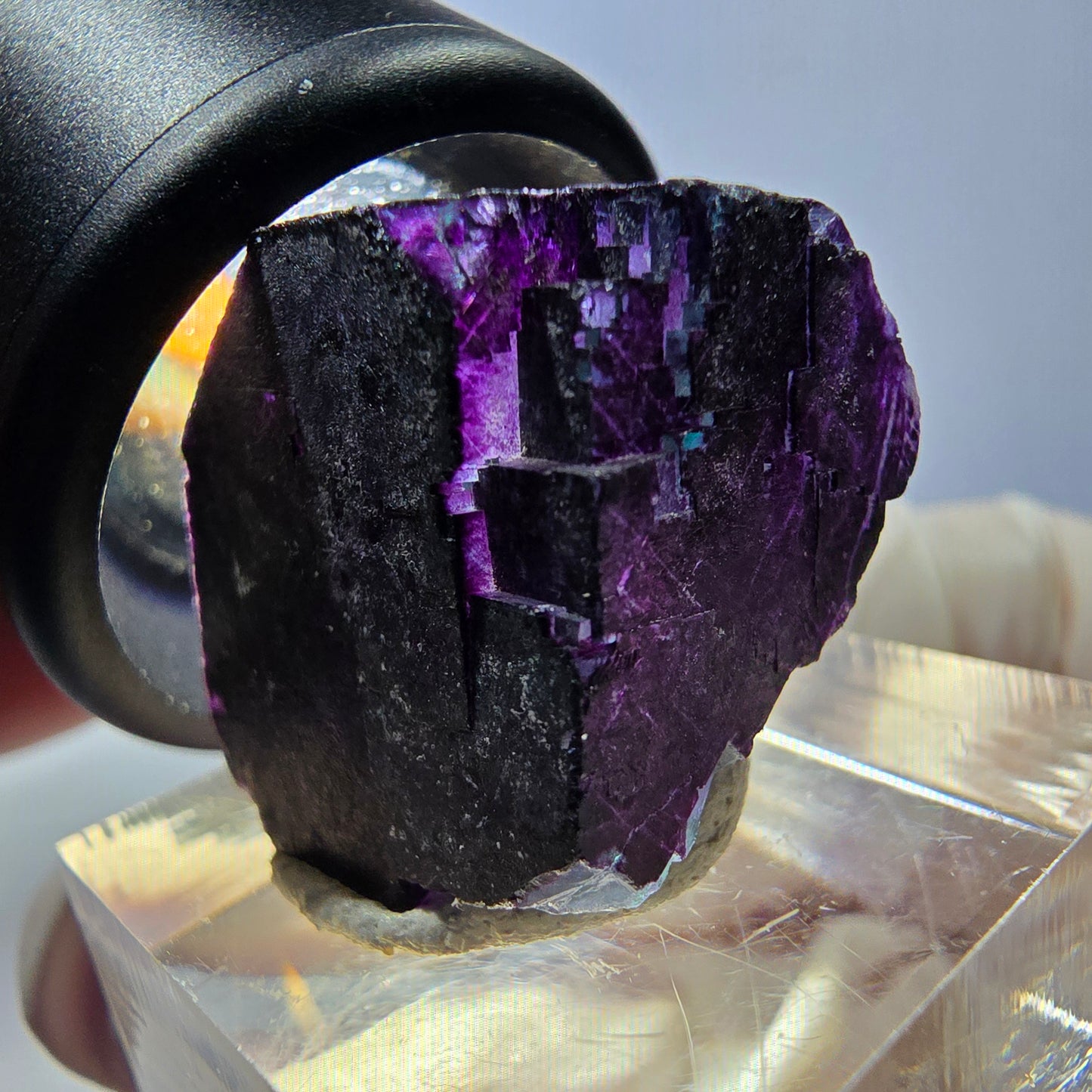 Phantom Fluorit Würfel Stufe grün lila zonal 11:11 Angel Pocket, Namibia 20*19*19mm