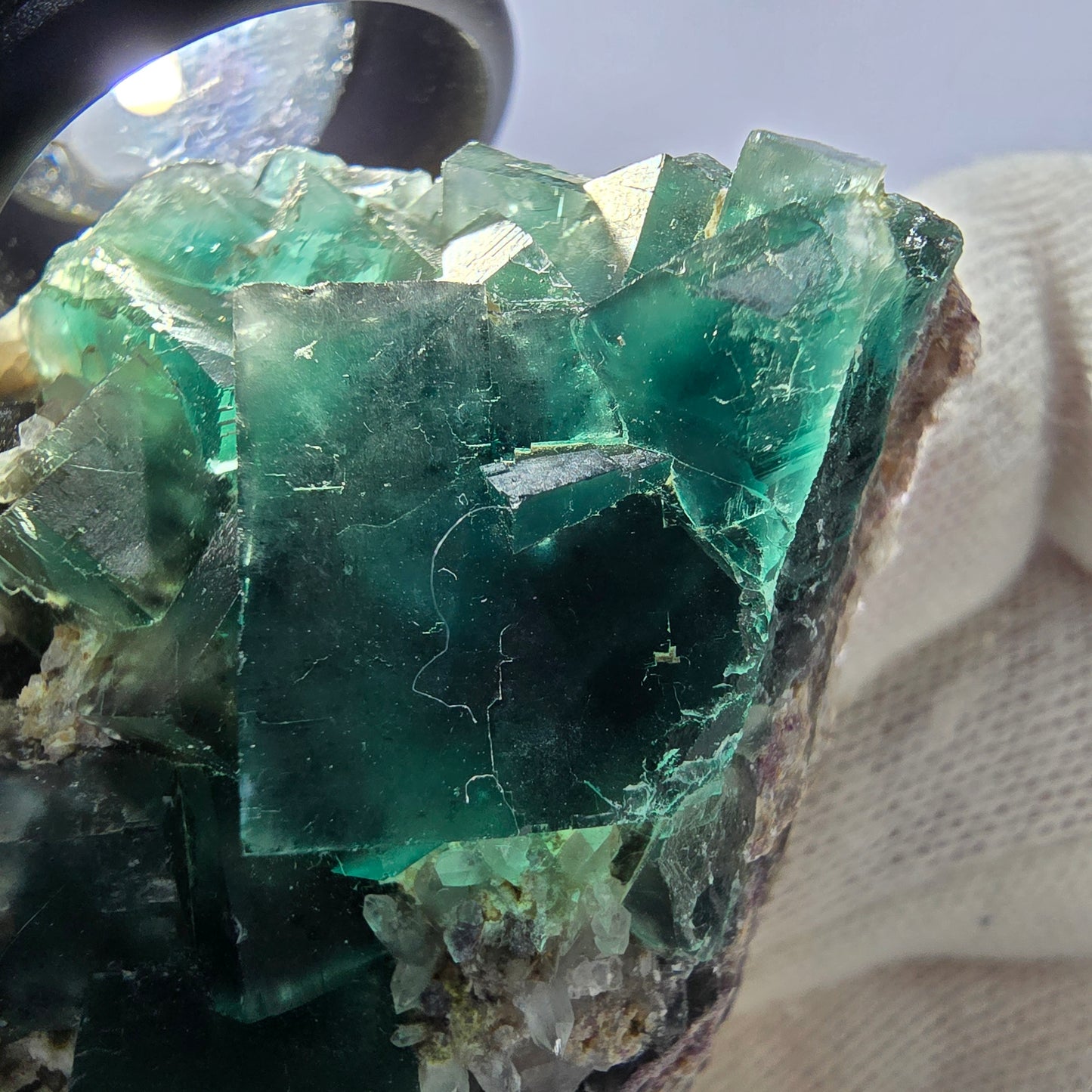 Cube de fluorite fantôme, quartz gradiné, Okorusu, Namibie, 77 x 45 x 22 mm