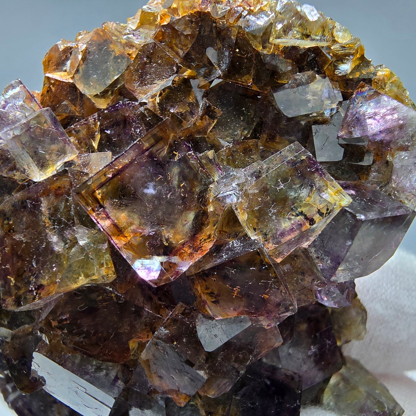 Bunte Phantom Fluorit Würfel Stufe grün lila gelb Okorusu, Namibia 69*59*24mm