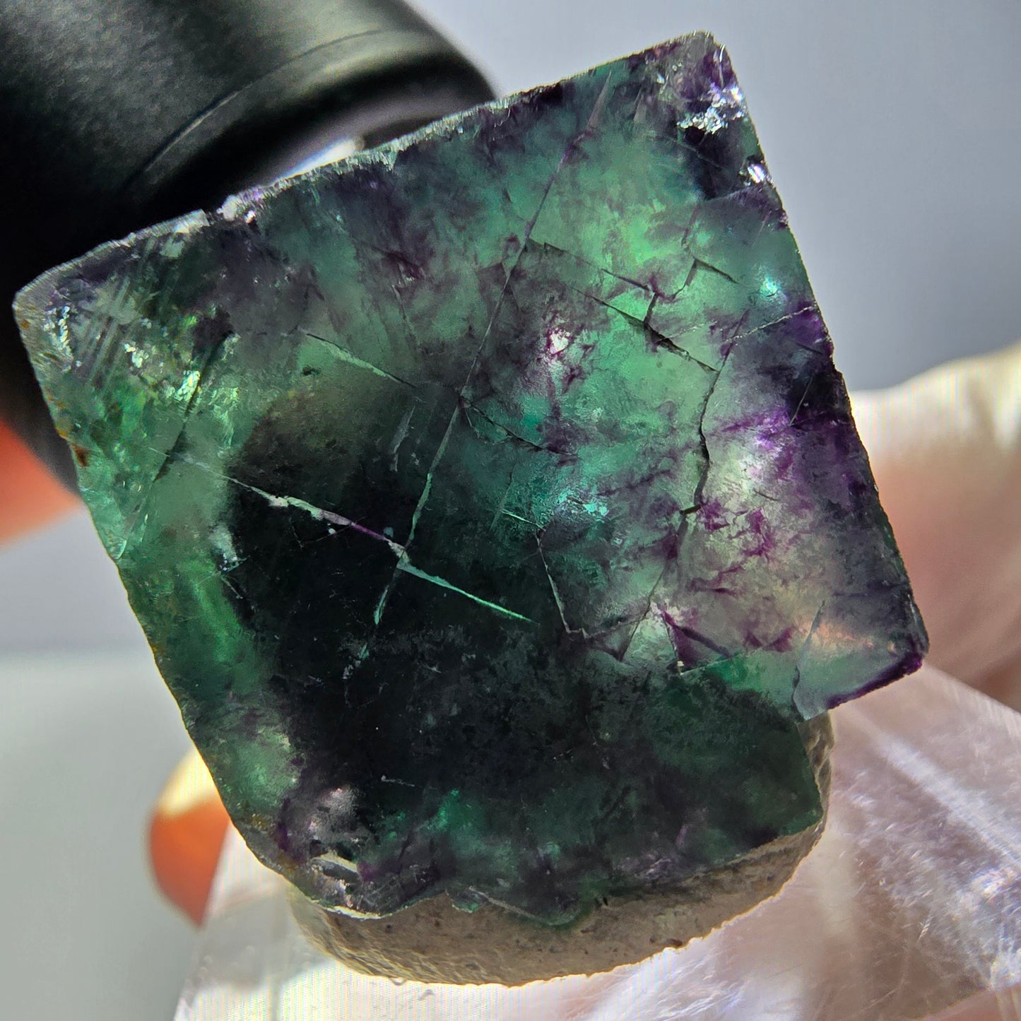 Phantom Fluorite cube parquetted, green purple Okorusu, Namibia 22*21*20mm