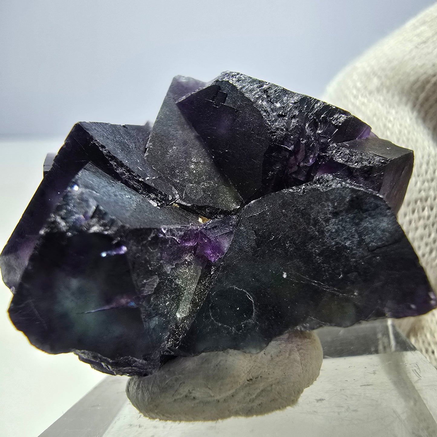 Klare Phantom Fluorit Würfel Stufe zonal grün lila Okorusu, Namibia 37*31*24mm