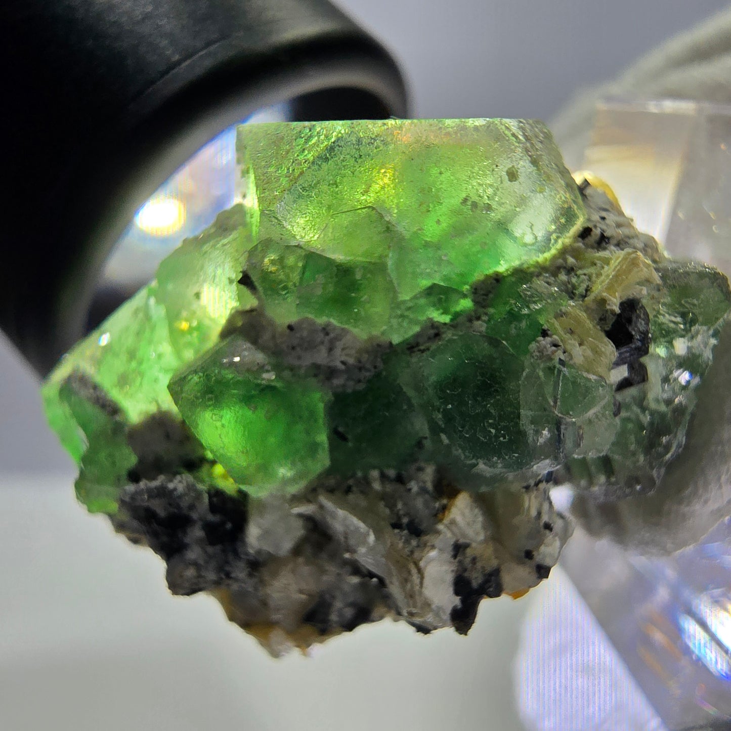 Fluorite fantôme, tourmaline Schörl, stade muscovite Erongo Namibie 31*20*25mm