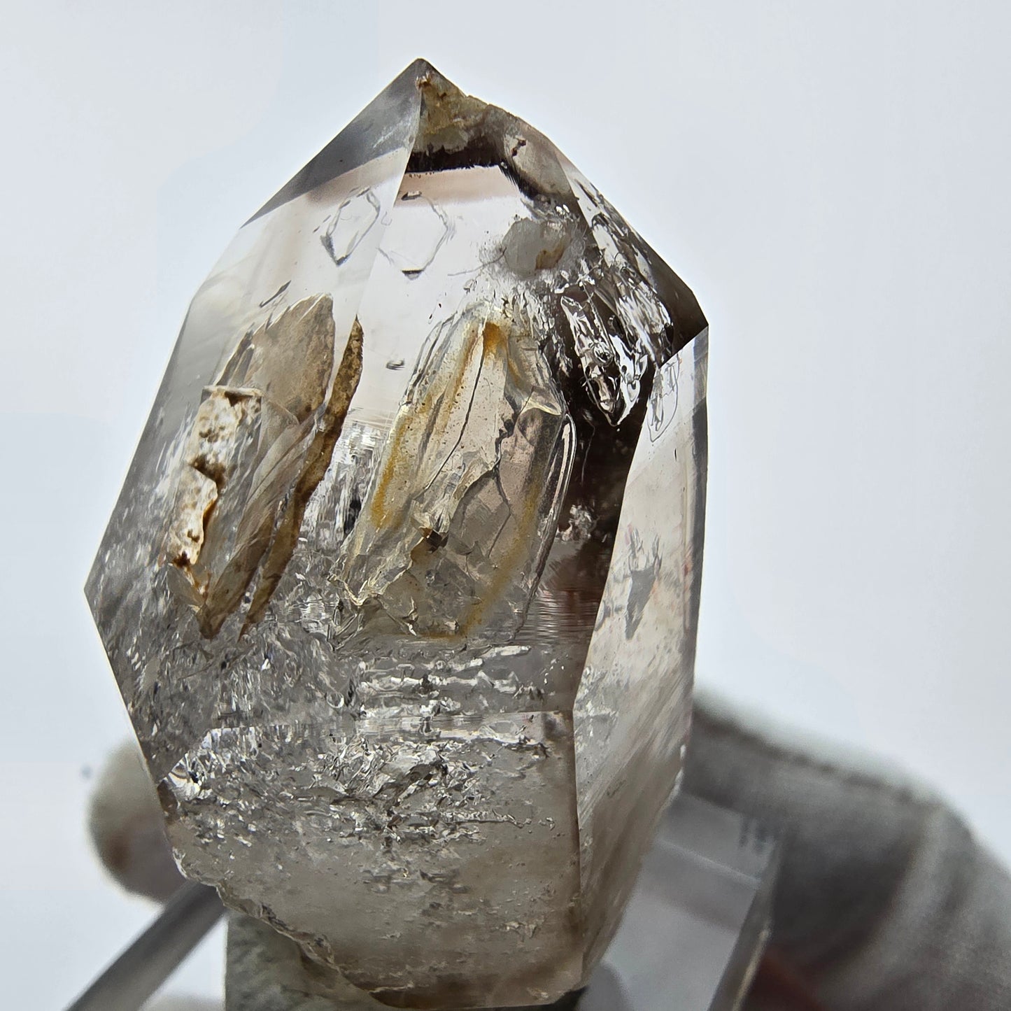 Enhydro Phantom Smoky Quartz Sceptre Tip 1x Bubble Goboboseb, Namibie 42*25*21mm