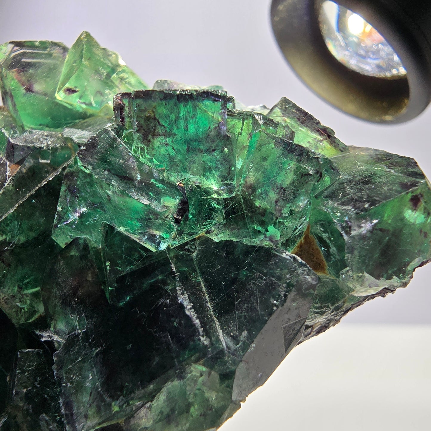 Spécimen de cube de fluorite fantôme parqueté vert violet Okorusu Namibie 79*44*19mm
