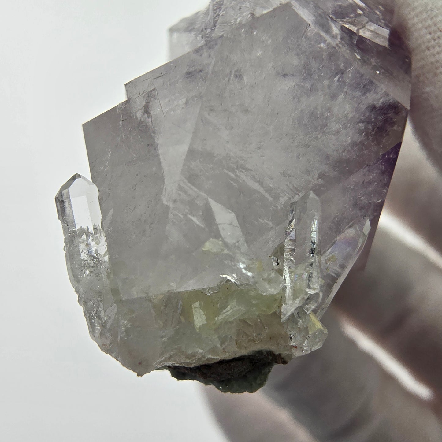 Harlequin Phantom Amethyst with Prehnite Streep Mine Goboboseb Namibia 57*29*25mm