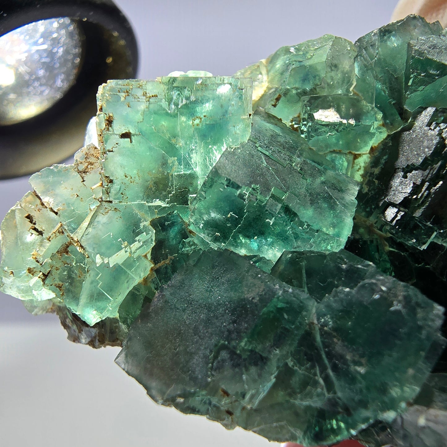 Klare Phantom Fluorit Würfel Stufe, parkettiert grün Okorusu, Namibia 57*44*19mm