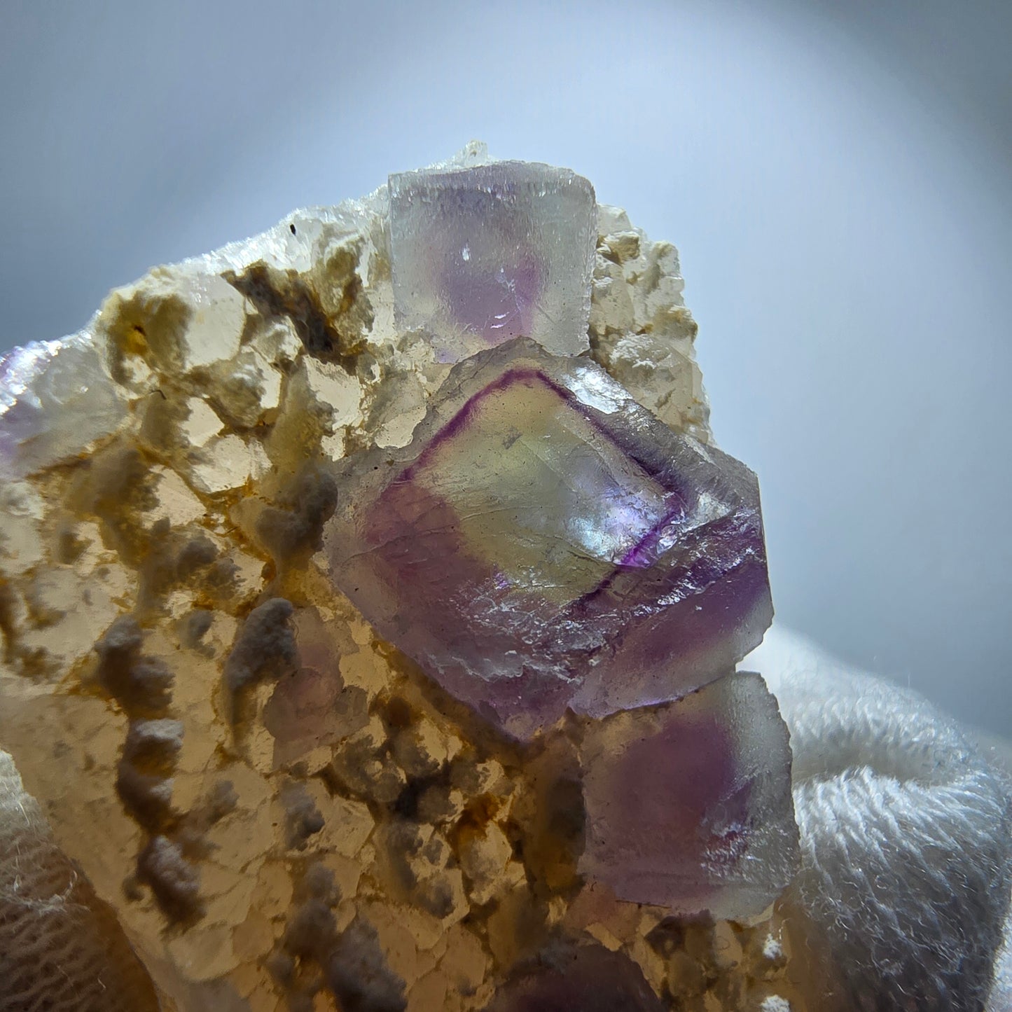 Cube de fluorite fantôme, spécimen de quartz vert violet, Omehane, Namibie, 46 x 25 x 20 mm