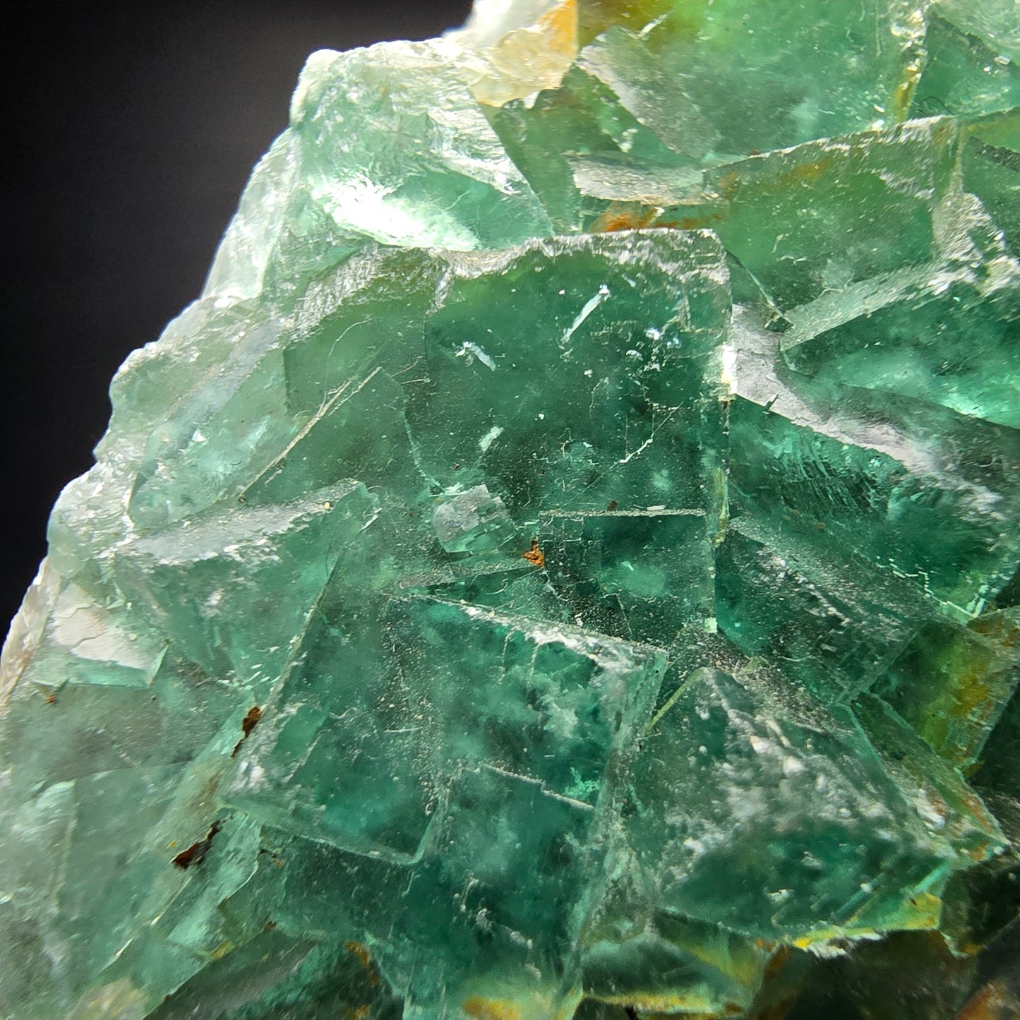 Cube de fluorite fantôme transparent, vert Okorusu, Collection namibie 68x51x17mm