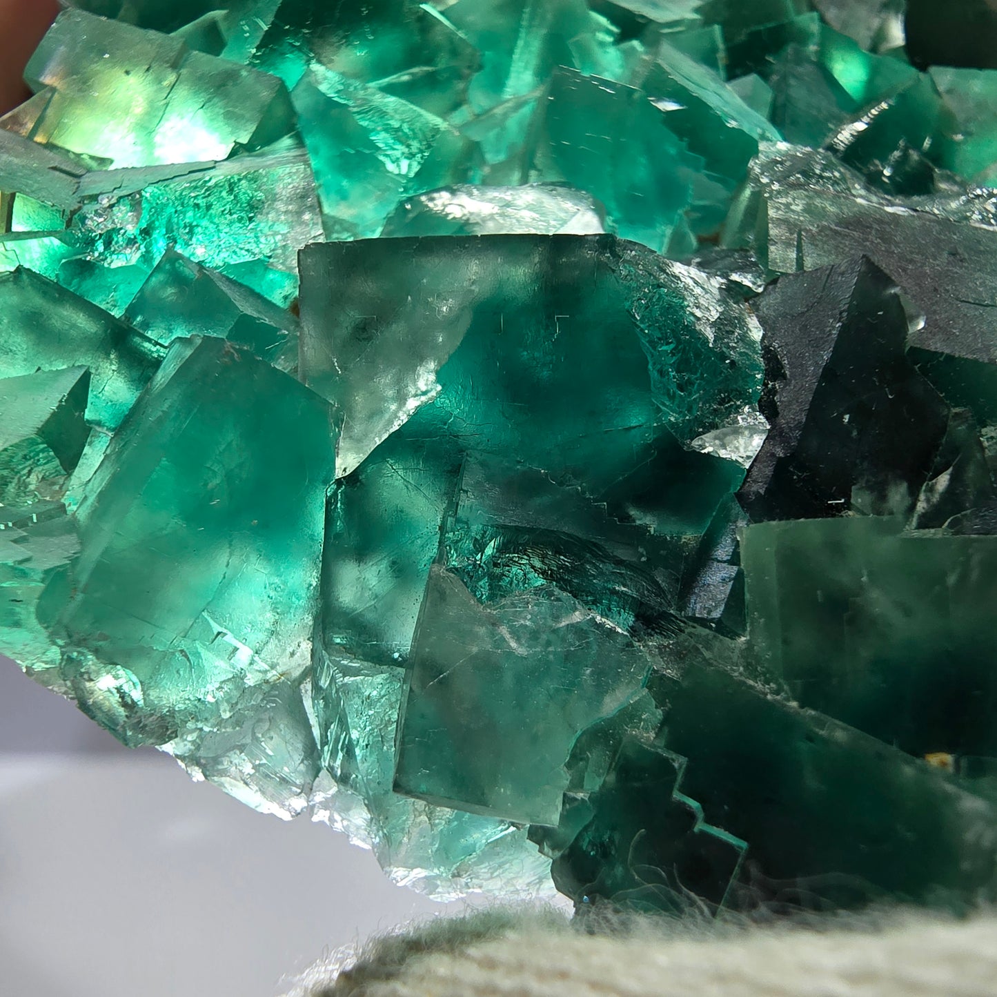 Cube de fluorite fantôme parqueté vert violet Okorusu Namibie 60*54*15mm