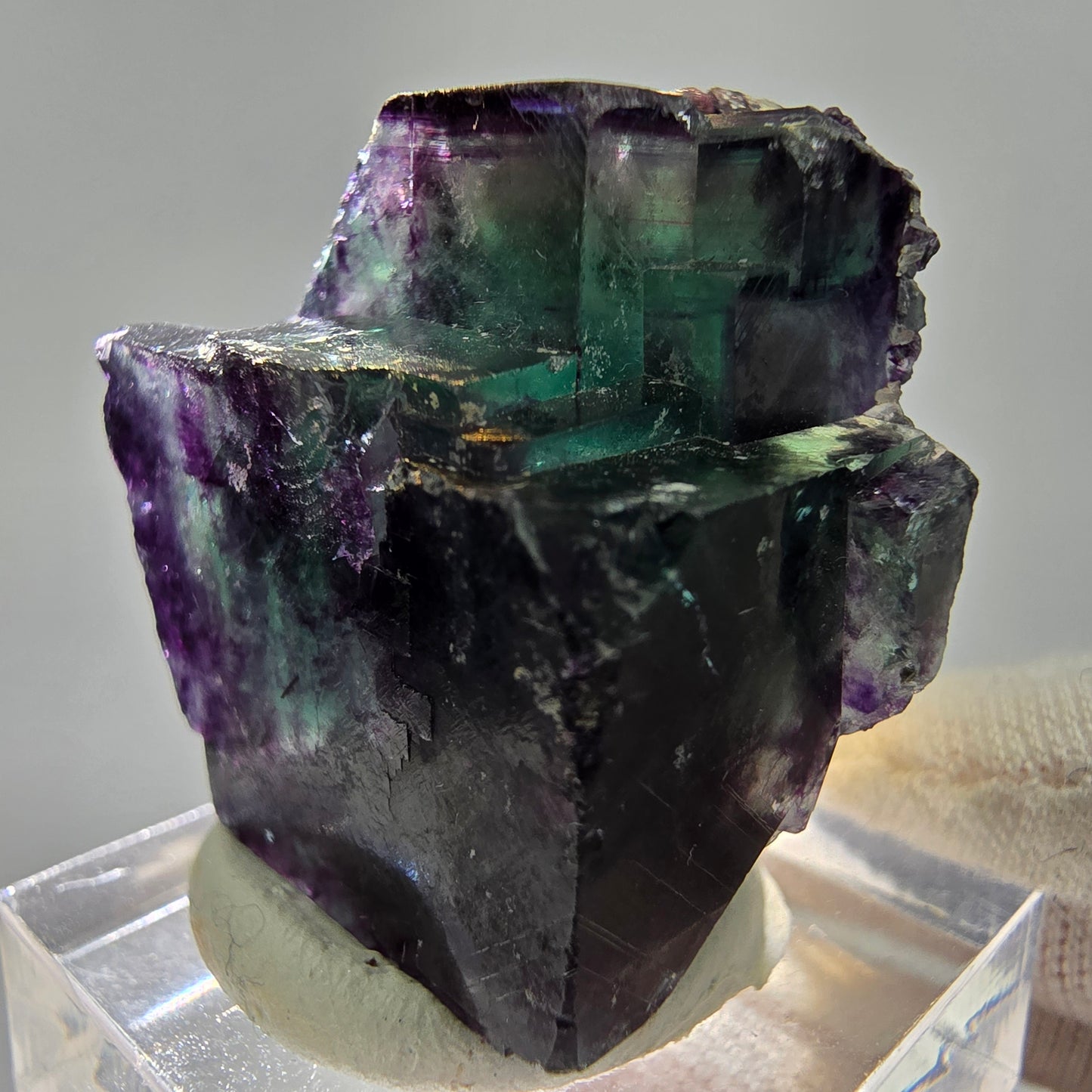 Seltene Phantom Fluorit Würfel Stufe Tie-Dye Pocket, Okorusu, Namibia 27*26*16mm