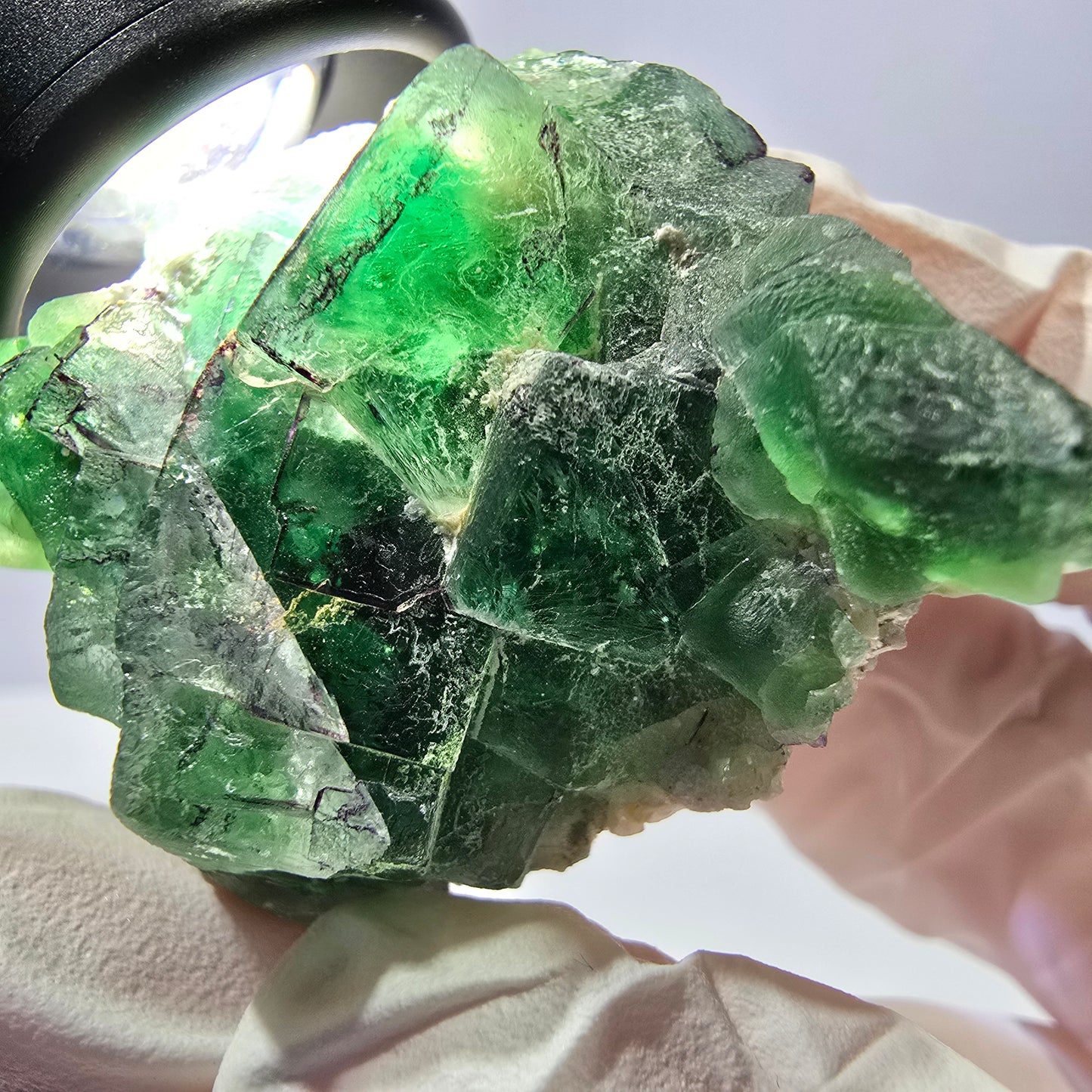 Cube de fluorite fantôme, spécimen de tourmaline scholle muscovite hyalite, Erongo, Namibie, 42 x 36 x 28 mm