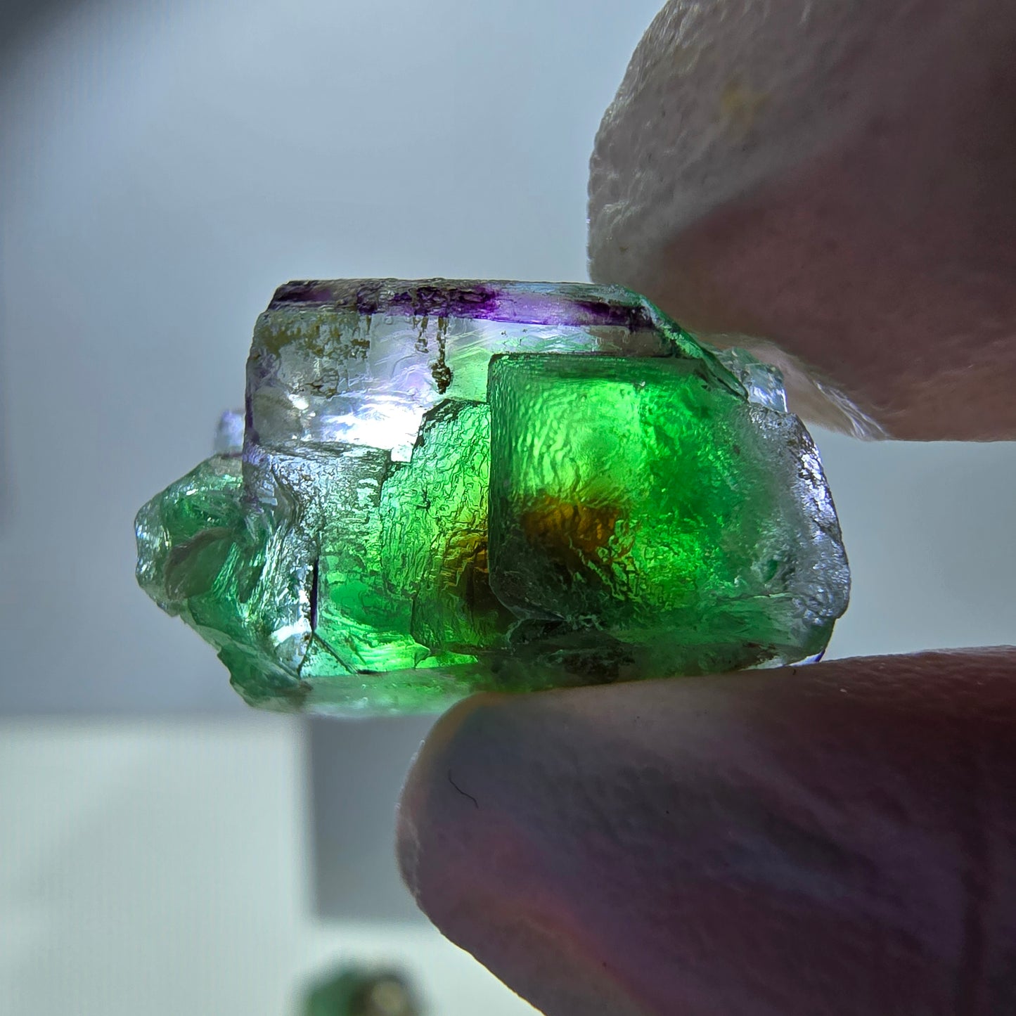 Lot de 7 fluorites fantômes, tourmalines scholl, muscovites, Erongo, Namibie, 24-14 mm