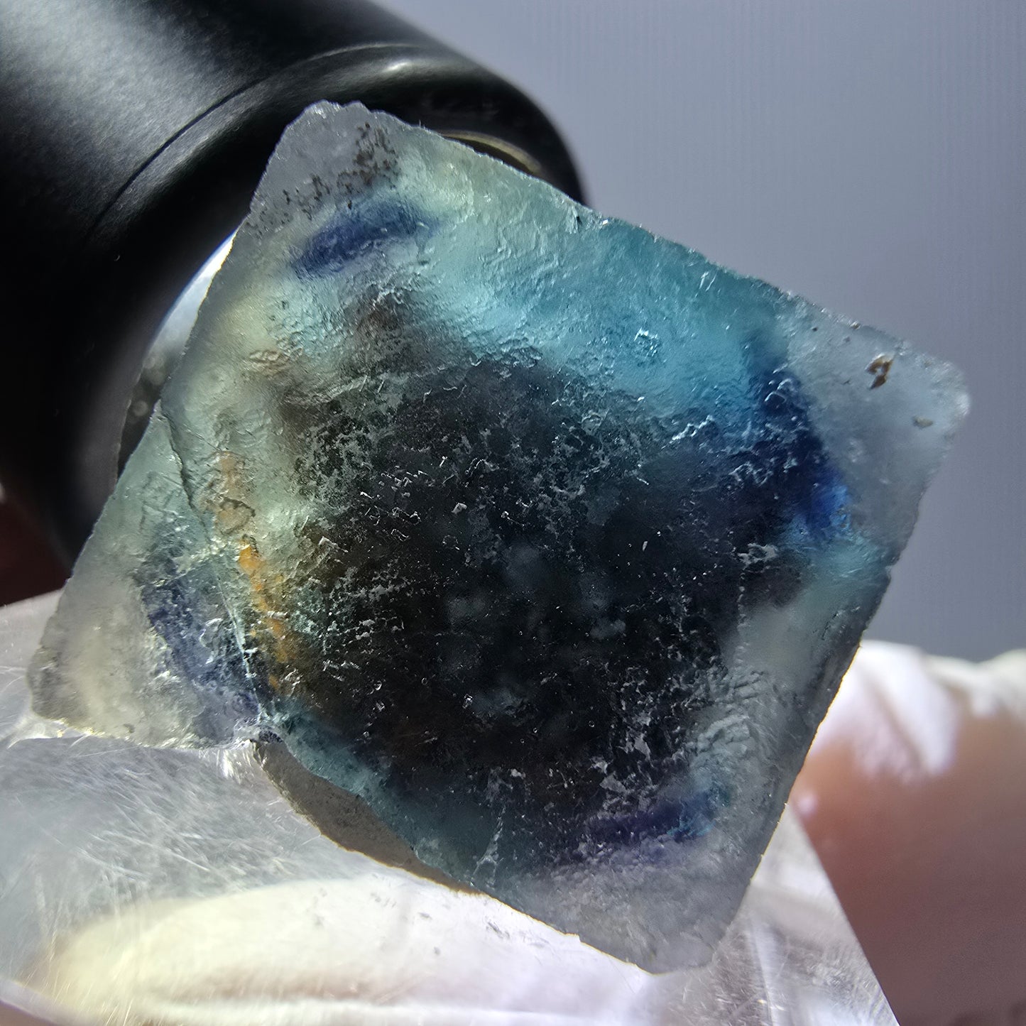 Phantom Fluorite cube parquetted, green purple Okorusu, Namibia 18*18*17mm
